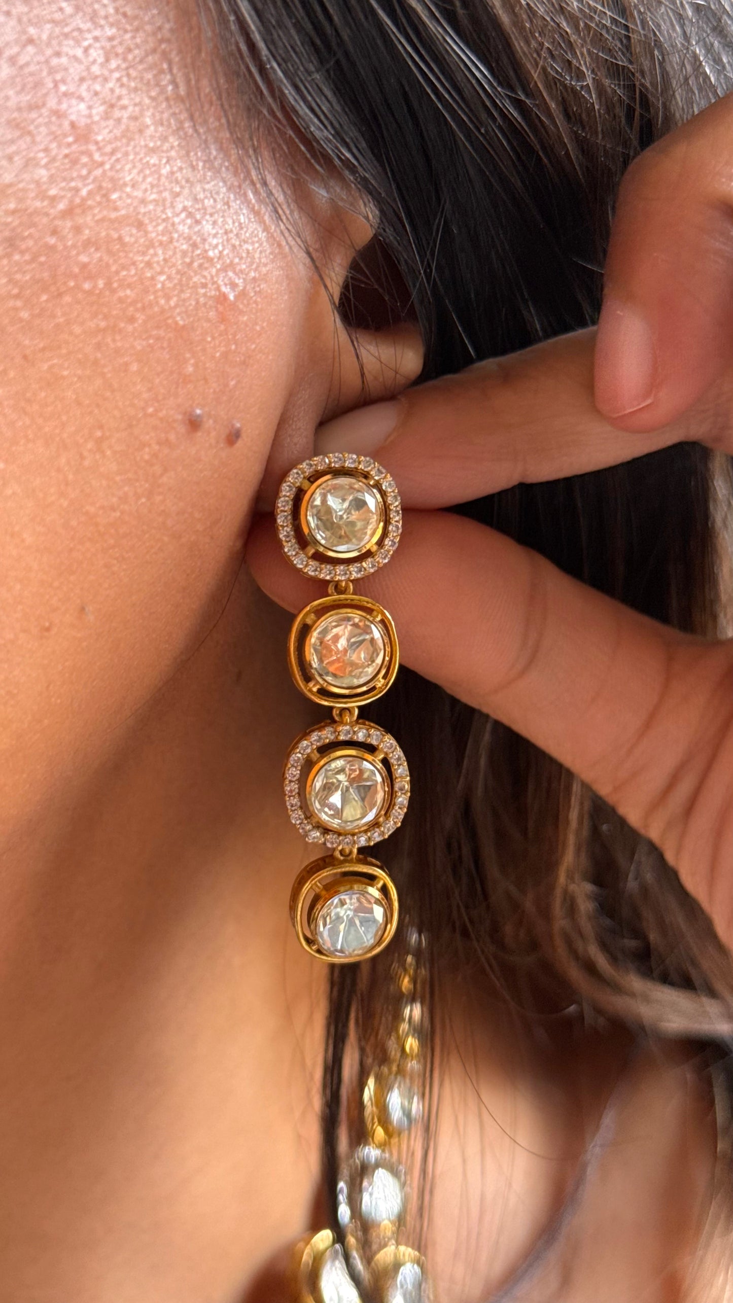 Uncut polki dual line Necklace