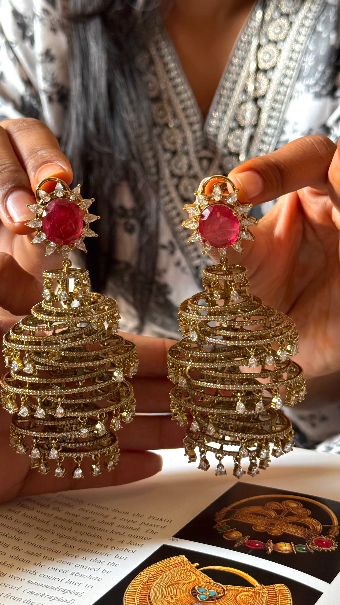 Ruby rain drop designer cocktail danglers