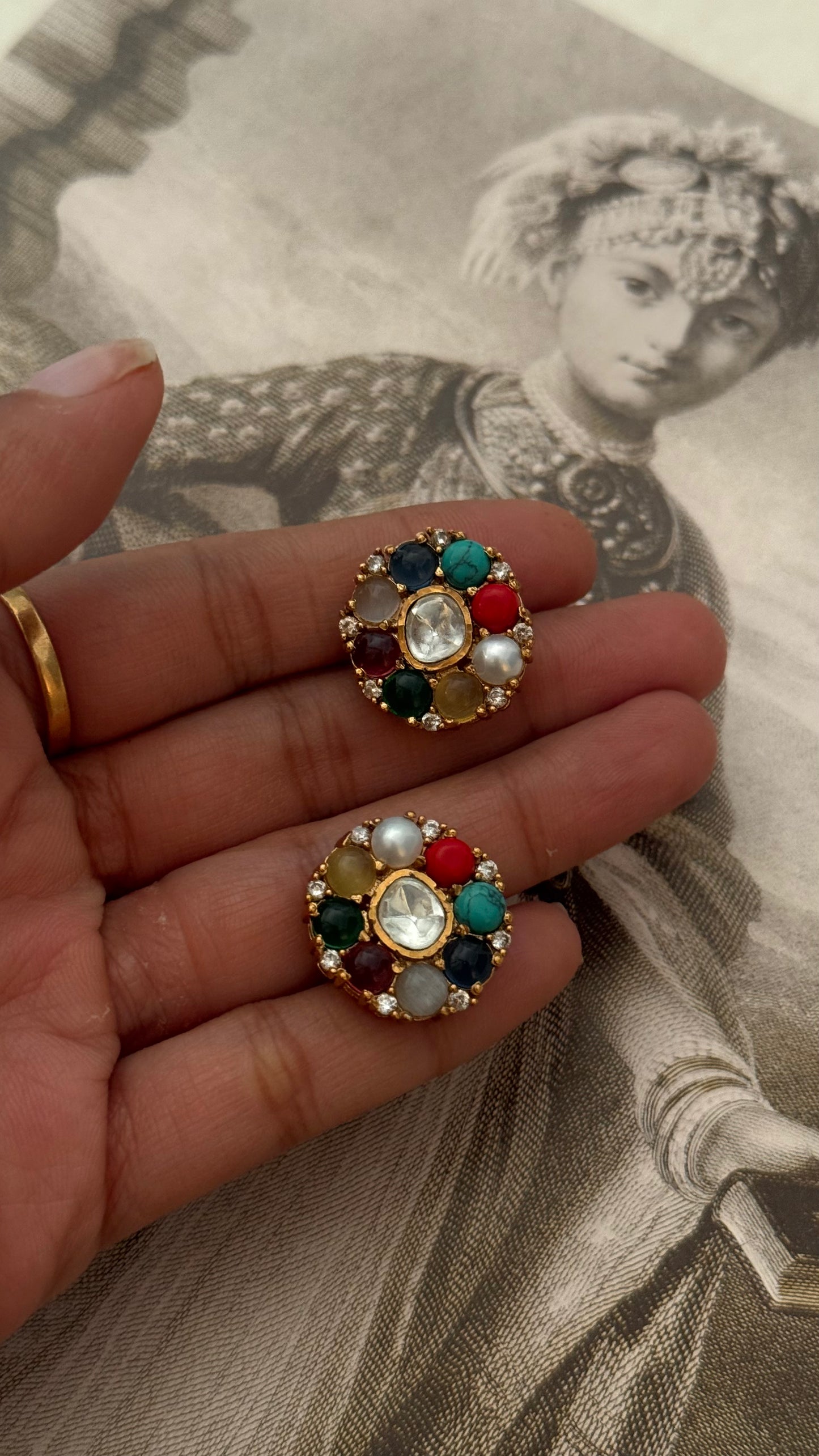 Pink victorian moissanite studs studs