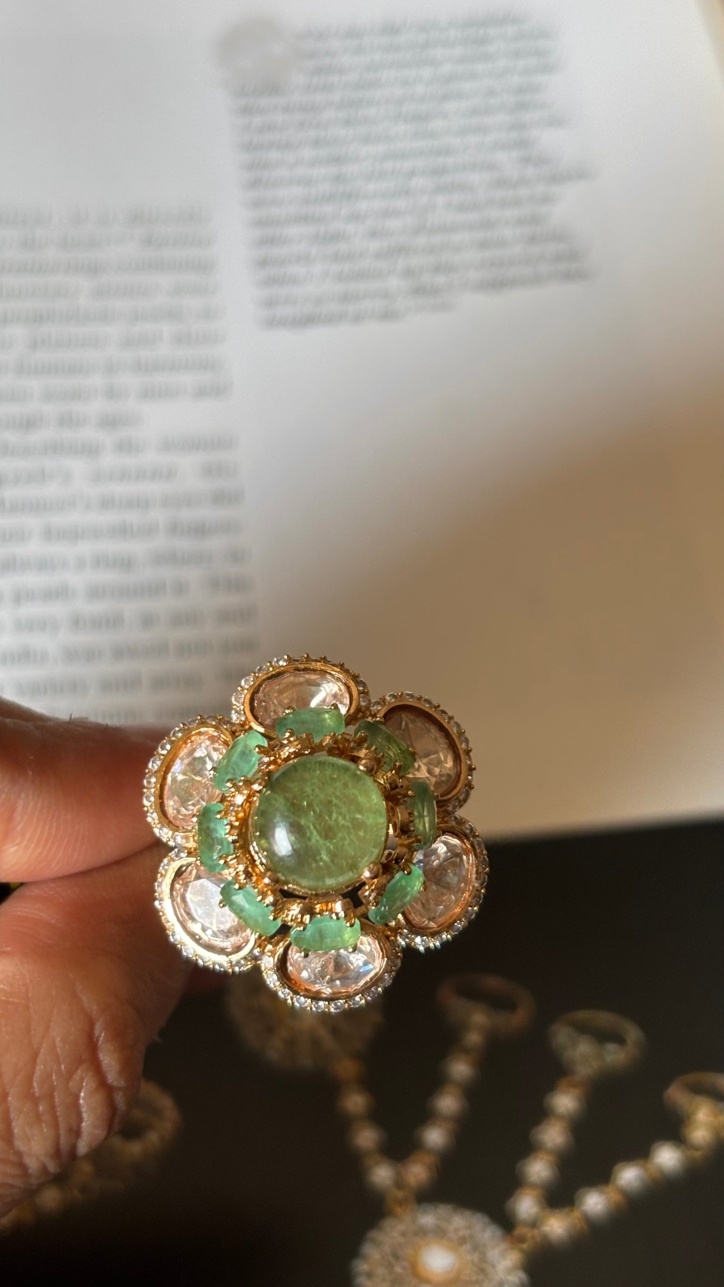 Mint floral pattern Ring