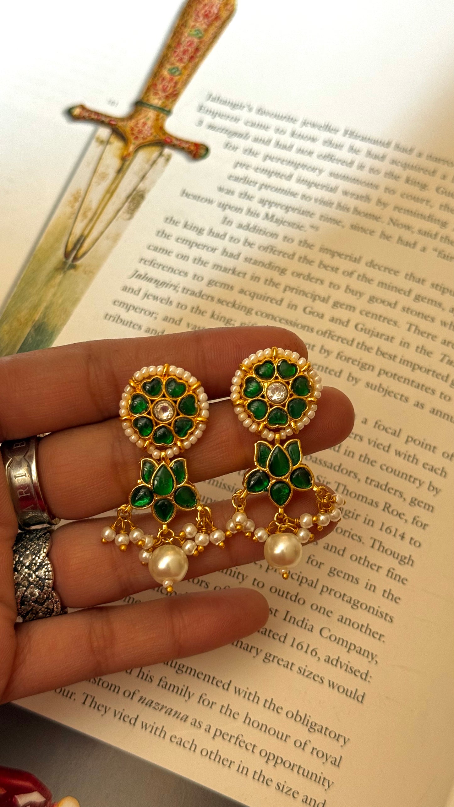 Emerald floral minimal paachi earrings