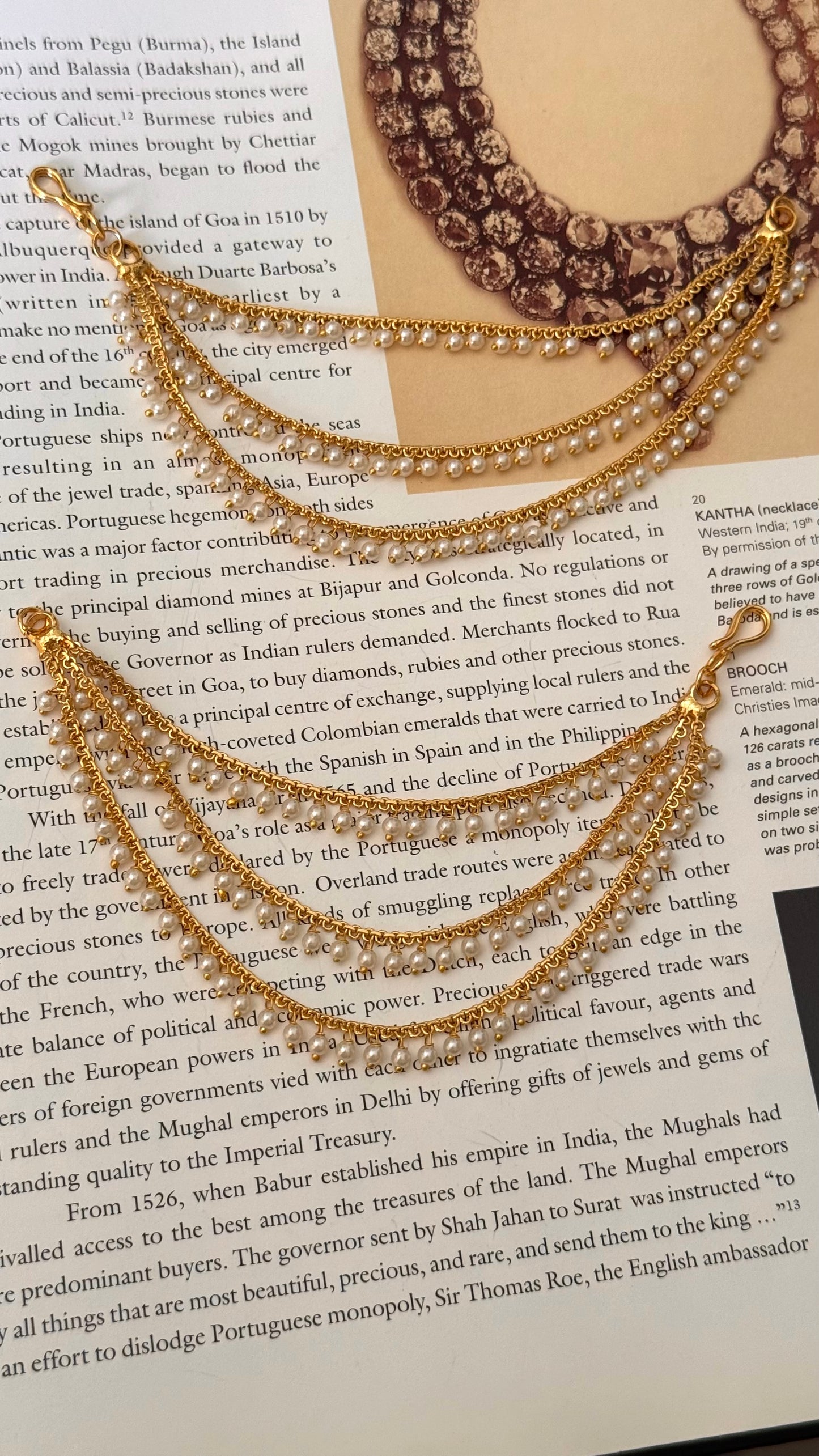 triple line pearl ear chain