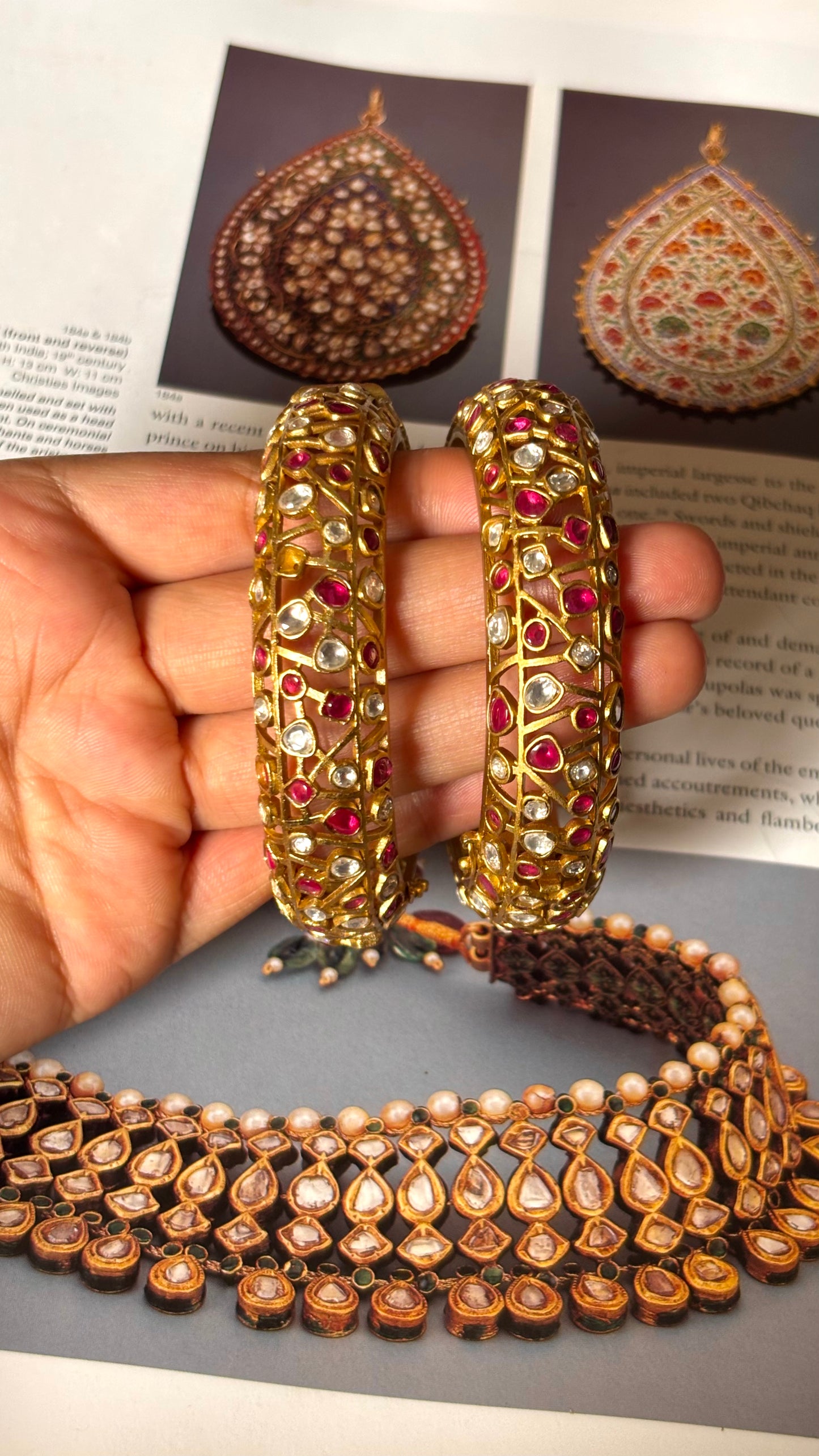 Designer rani pink gold openable bangle