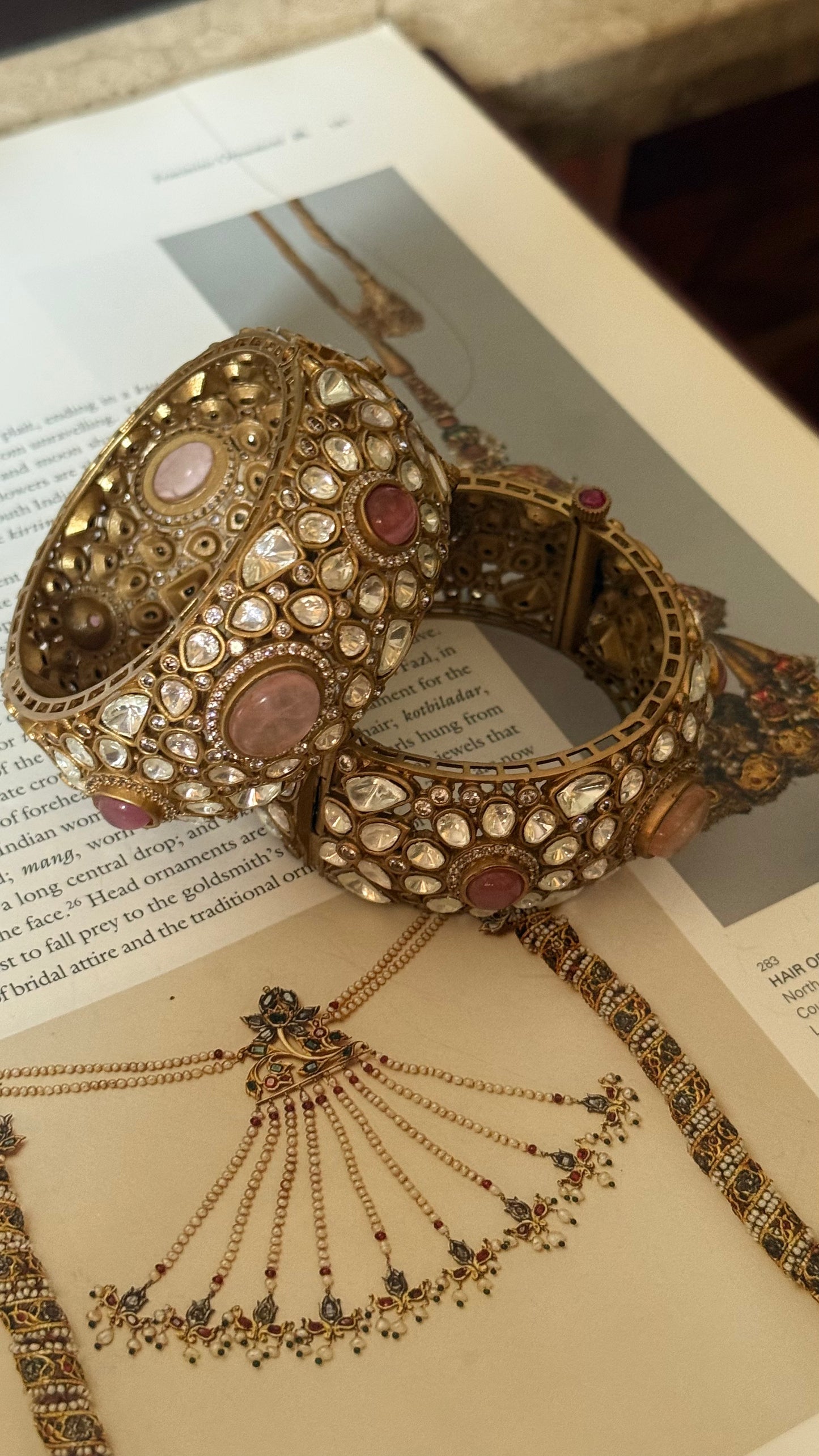 Rose quarts polki bangles