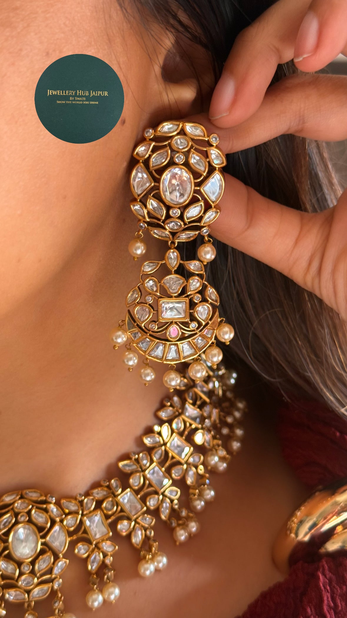 Moissanite polki heritage necklace