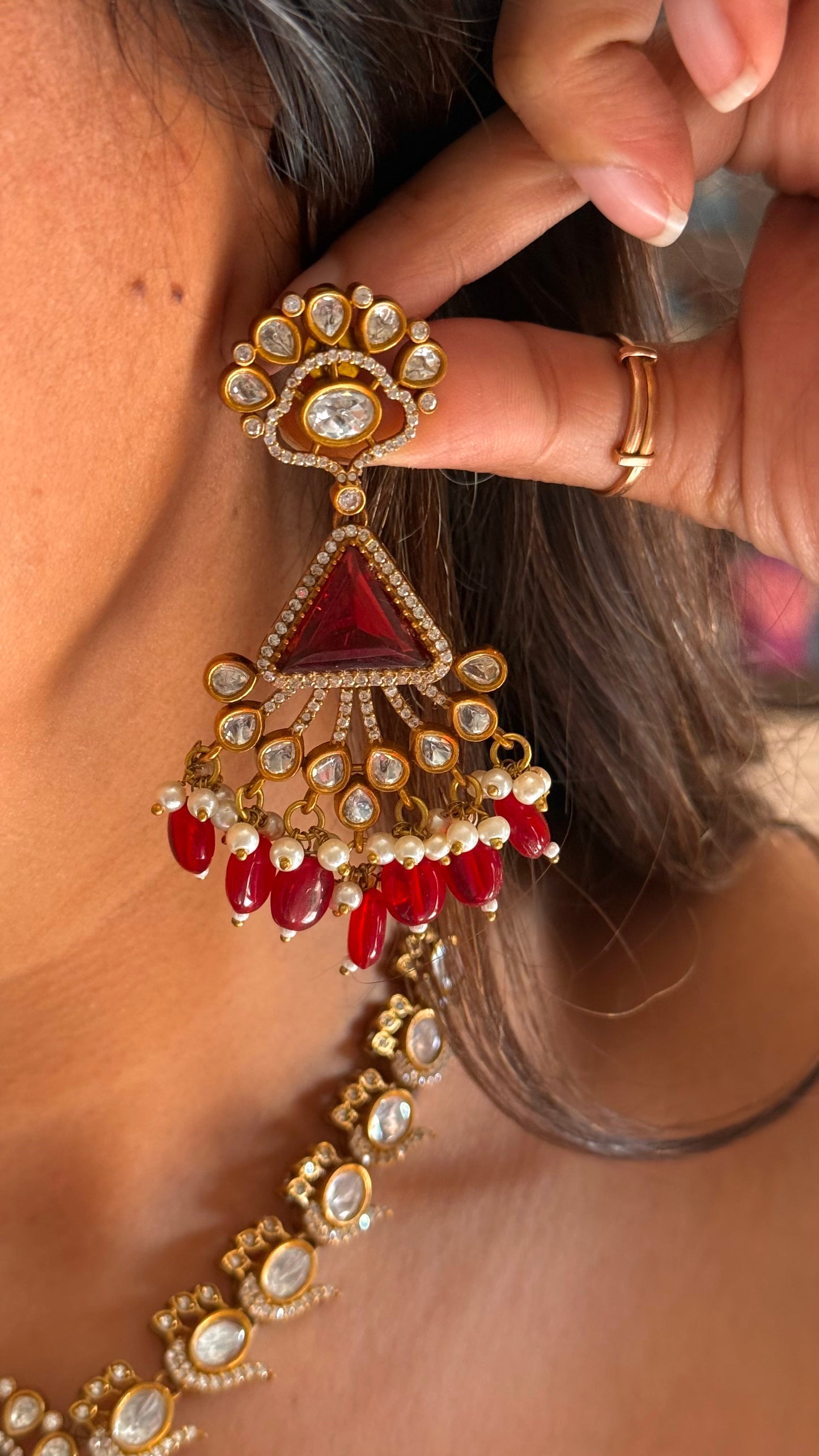 Ruby victorian mid length necklace