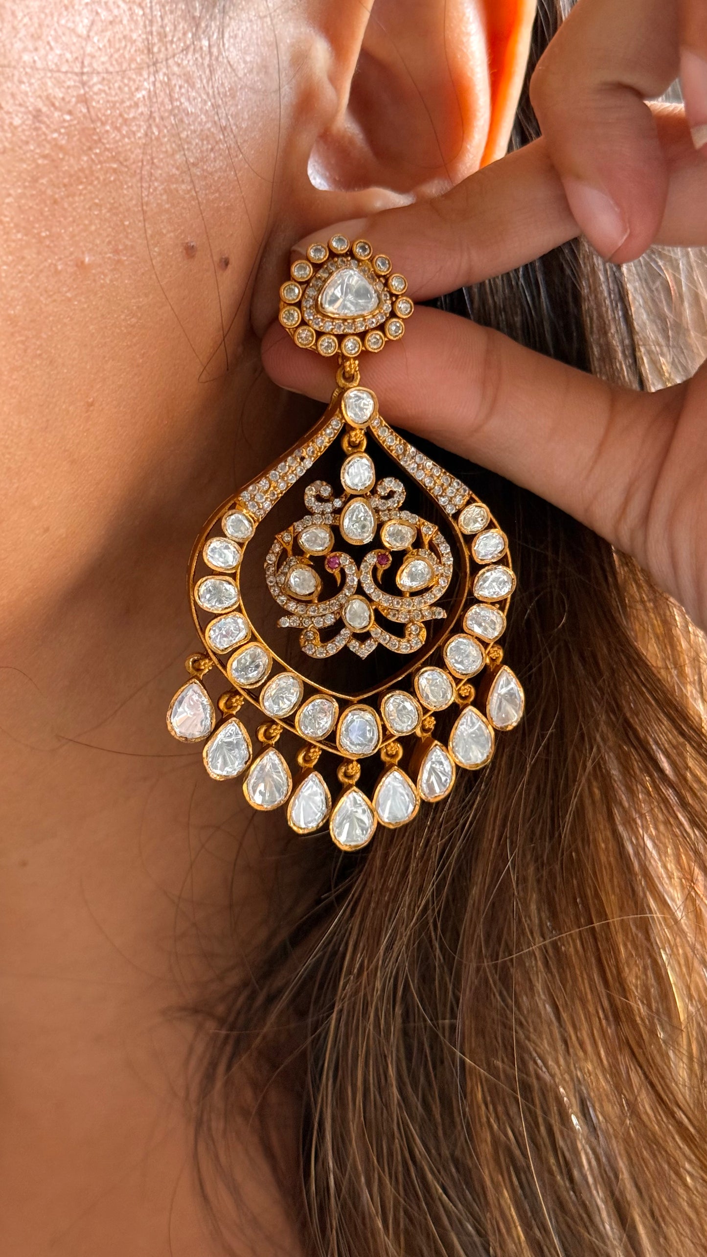 Real moissanite cocktail danglers