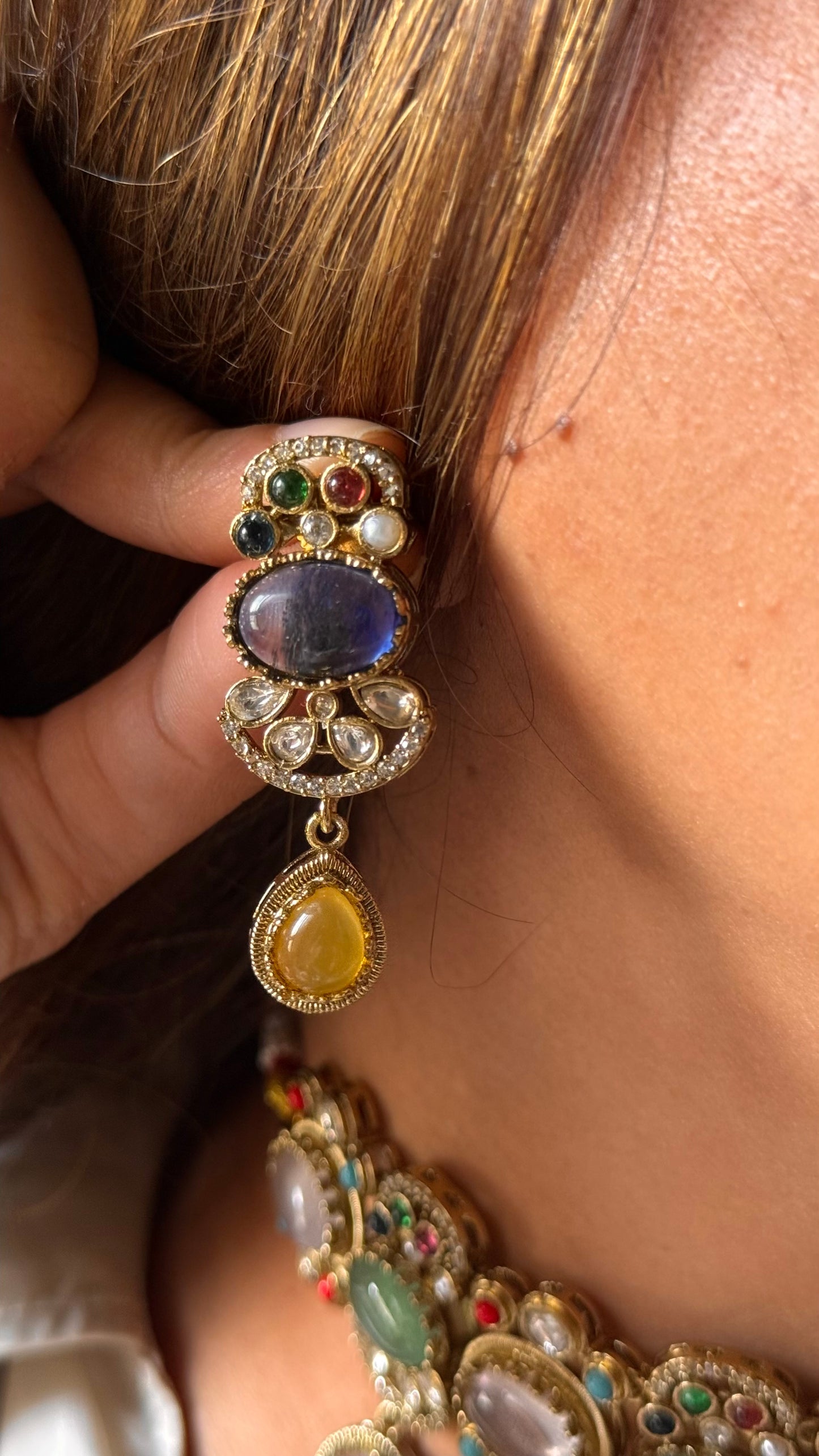 Sabyasachi inspired sapphire with natural stone Necklace