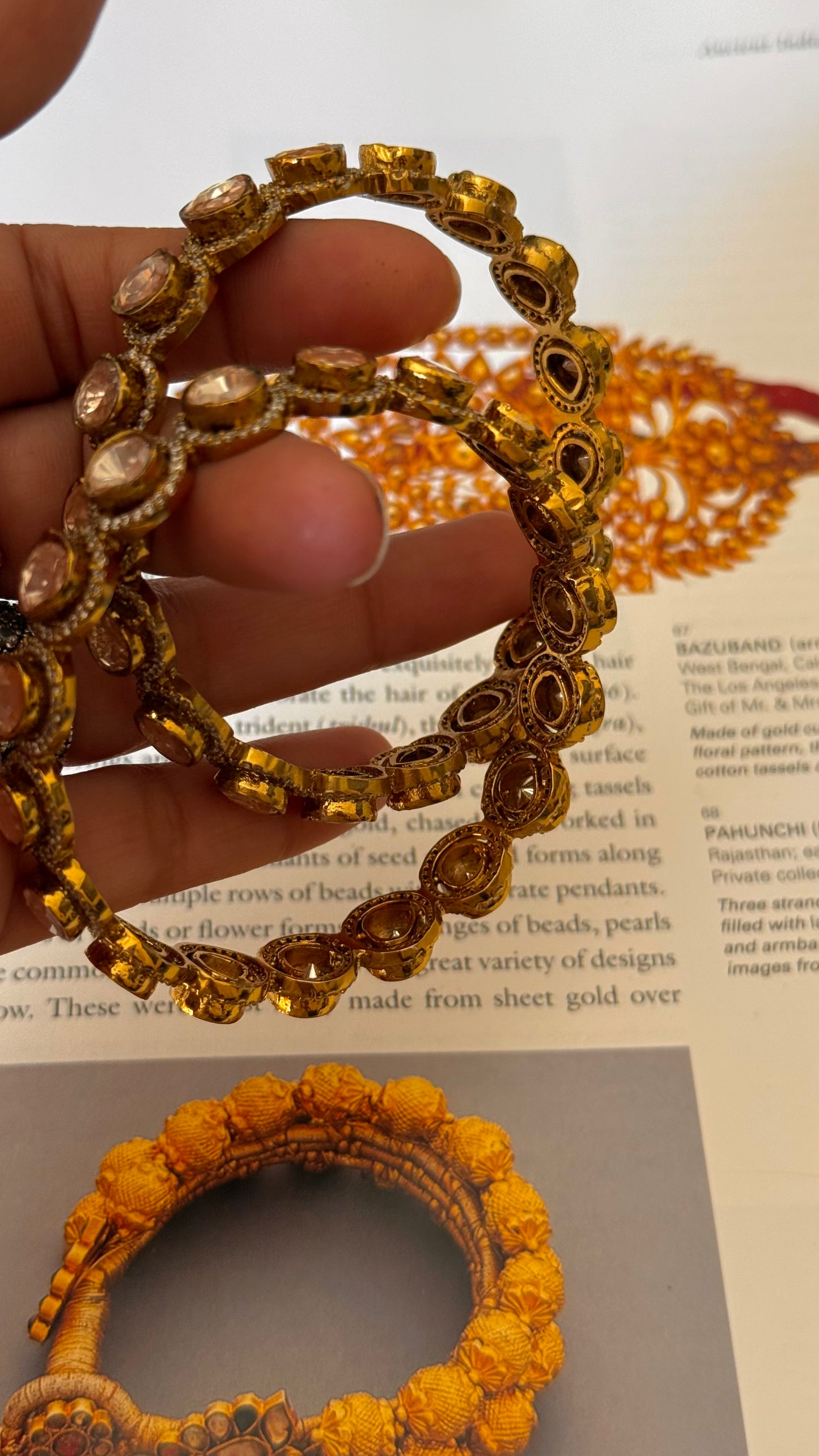 Moissanite (peeli polki) polki bangles ( non openable)