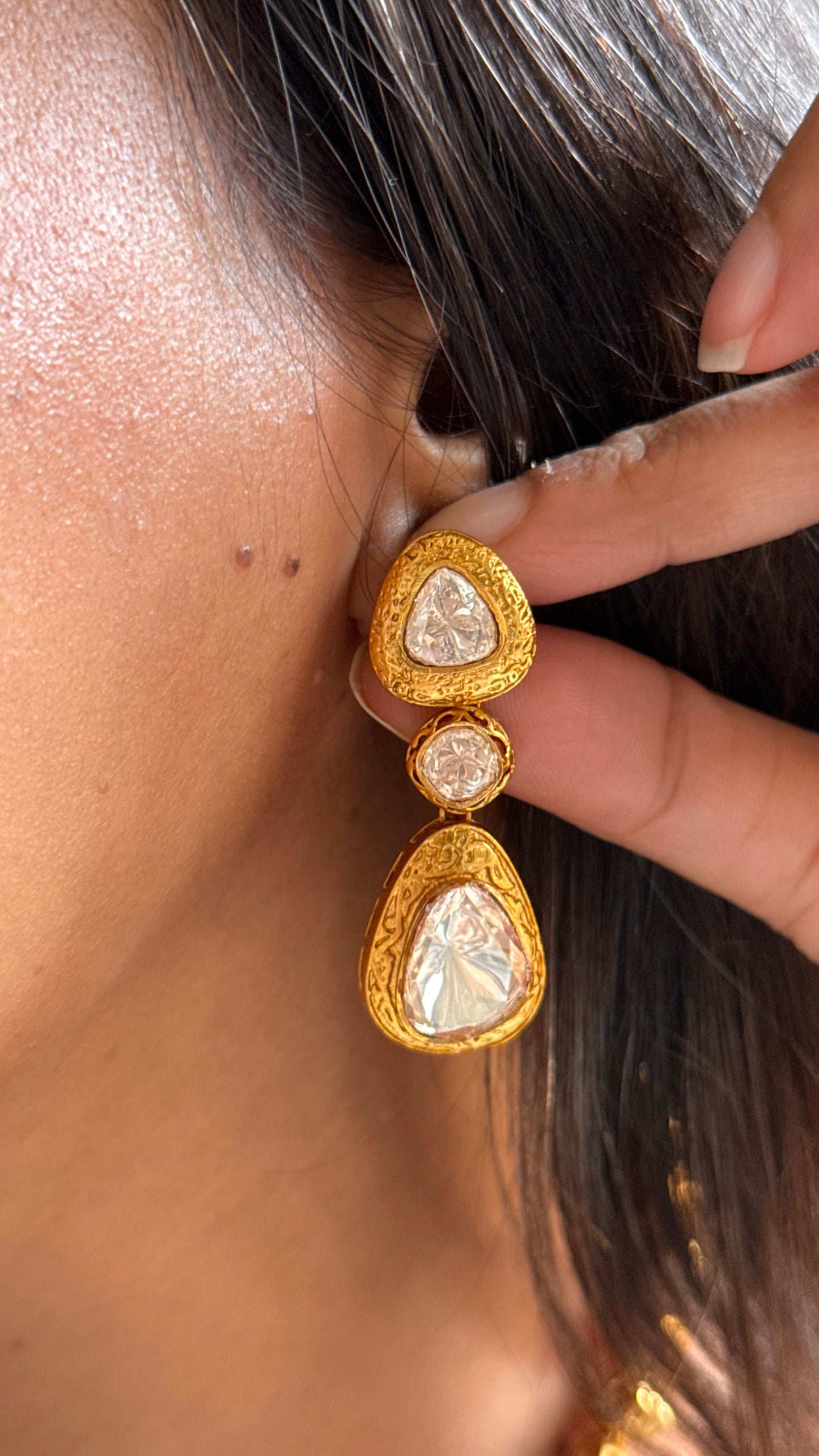 Peeli polki with gold polish collar Necklace