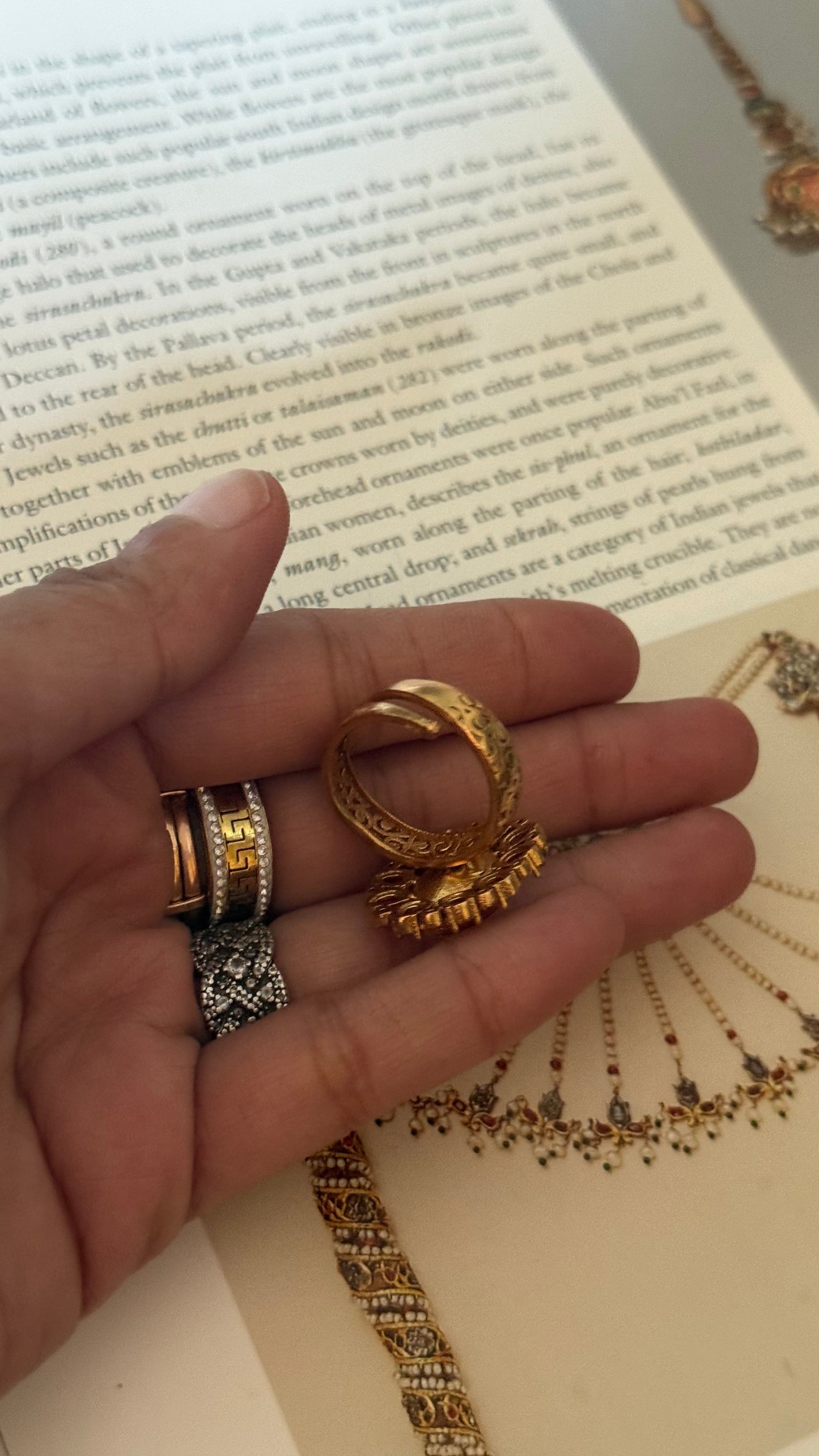 emerald adjustable meenakaki polki ring