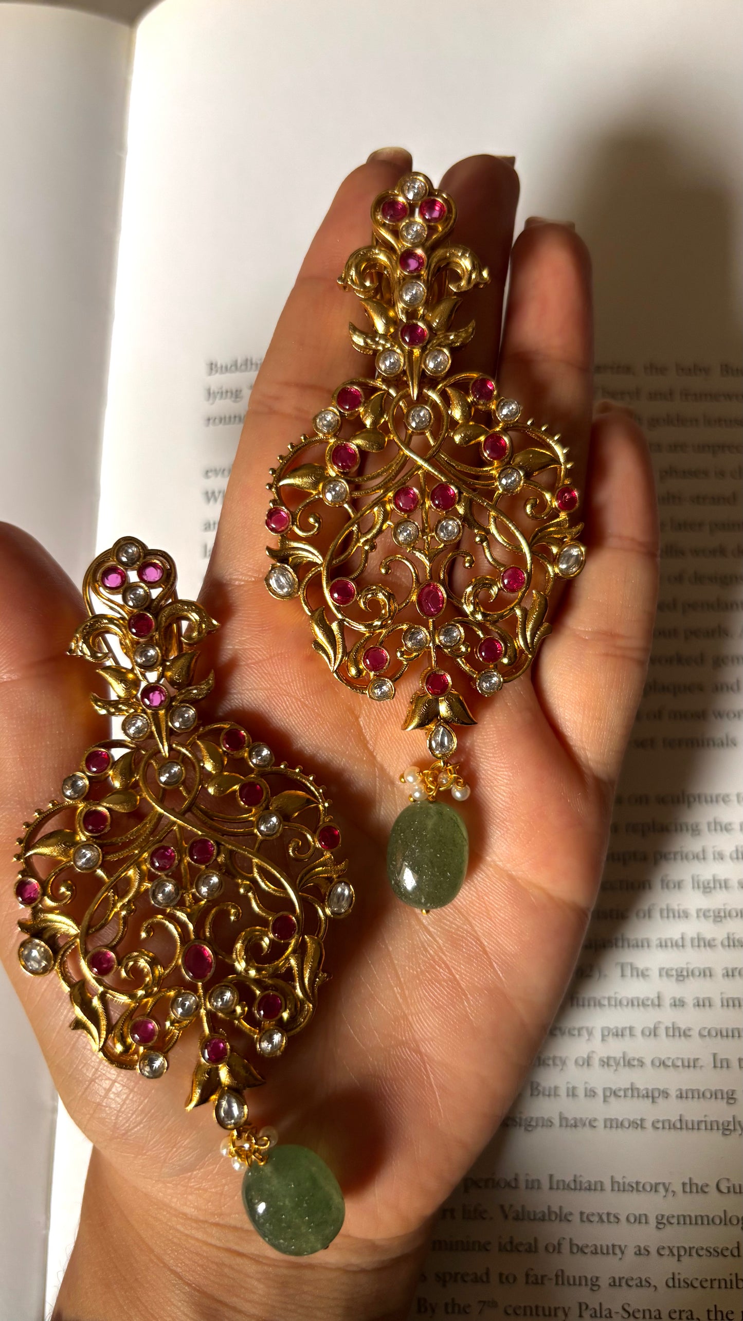Rani pink gold danglers