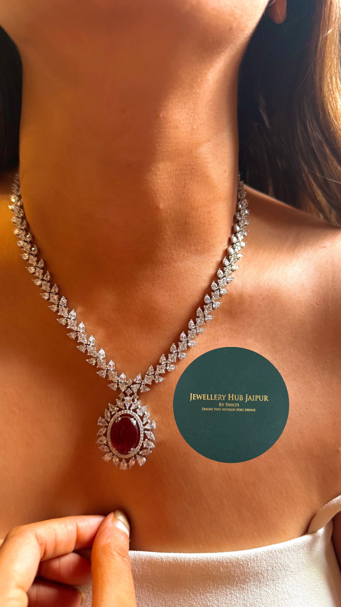 Clara Ruby doublet cz diamond minimal collar set