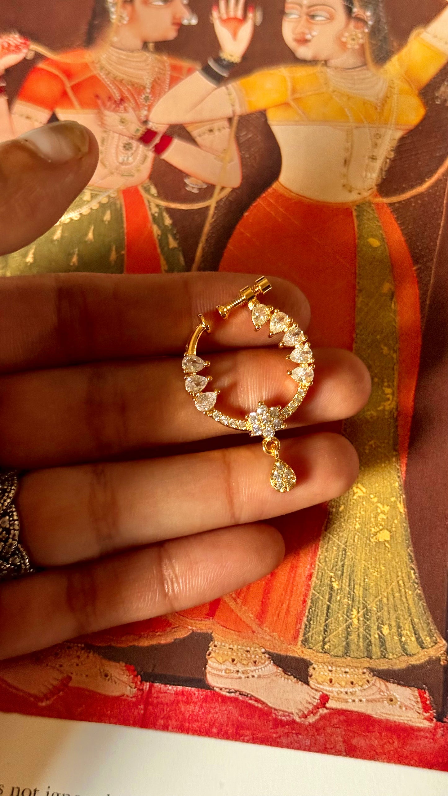 Designer cz diamond nath
