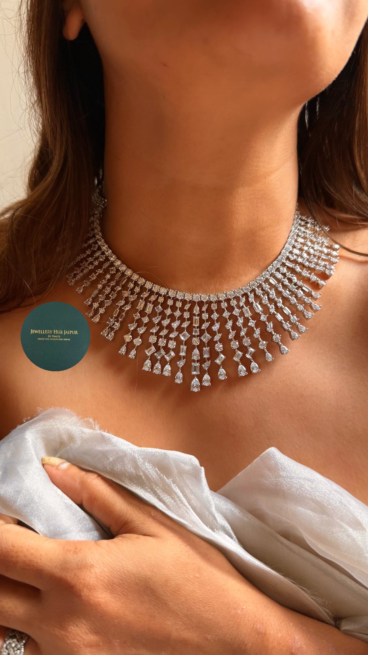 Cz diamond cocktail collar set