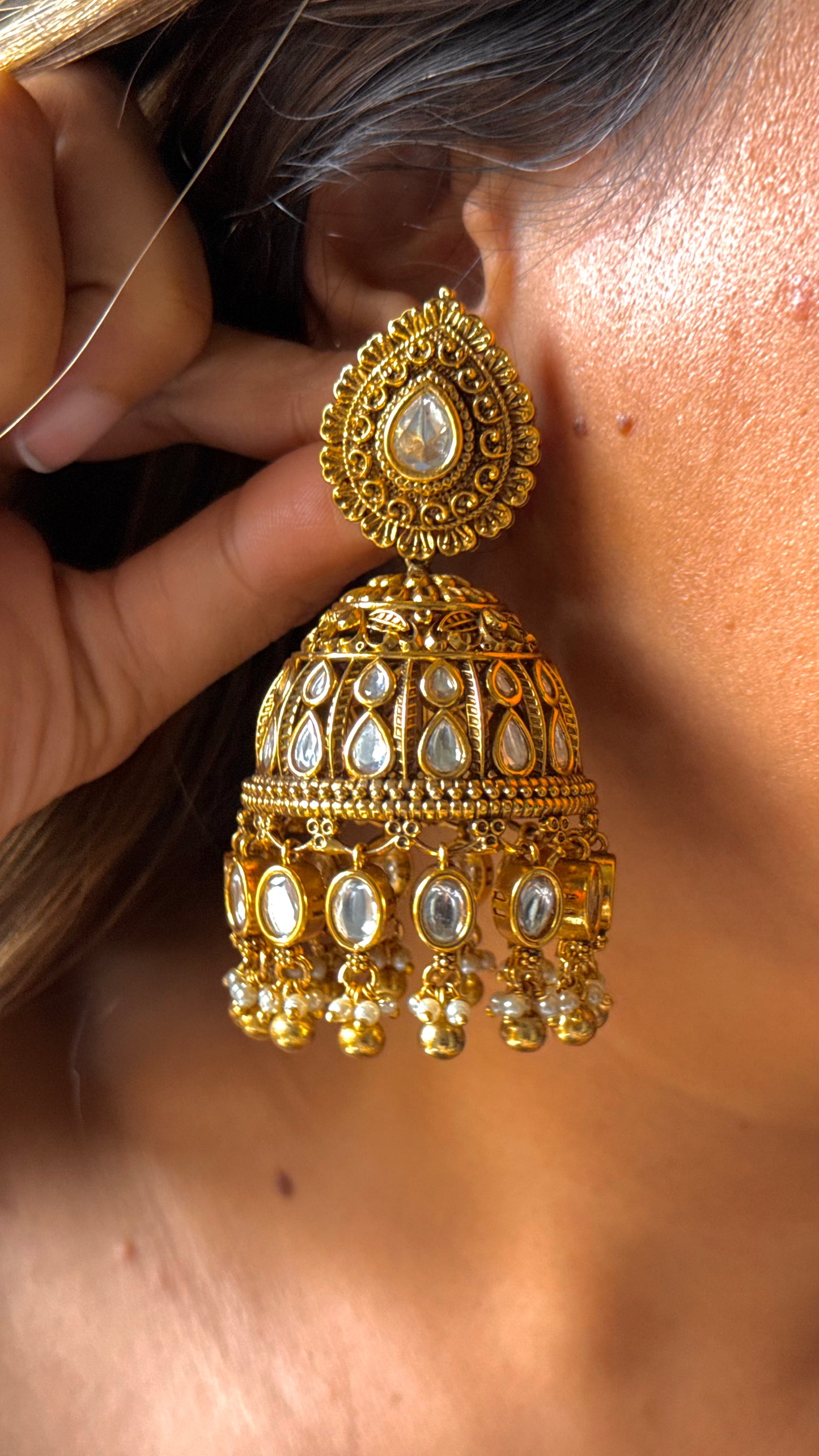 Oxidised heritage royal rajwada uncut polki necklace