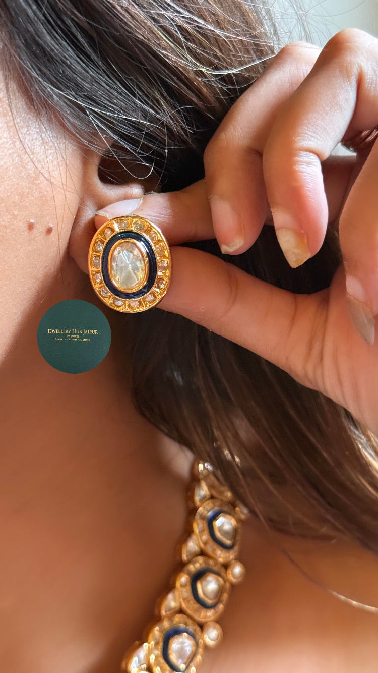 Sapphire Meenakari polki collar set