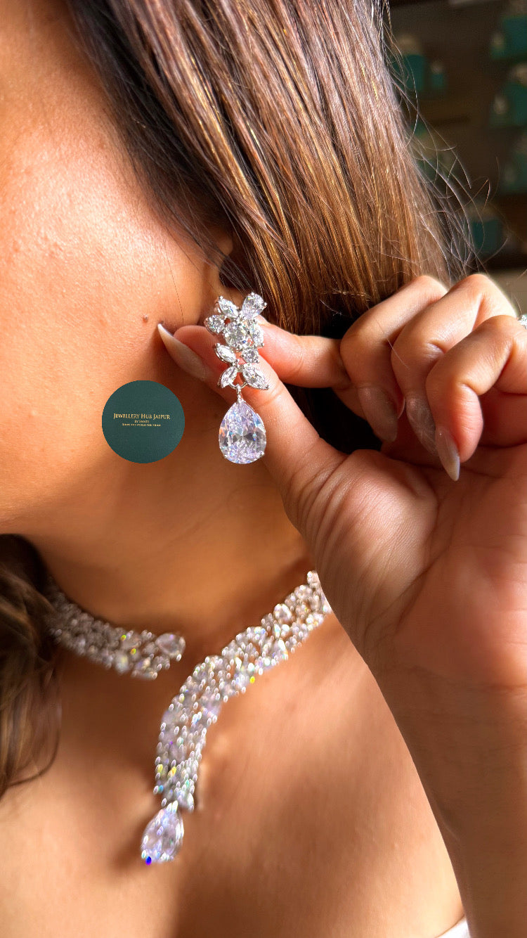 Ojasvi Cz diamond with cz diamond drop designer cocktail set
