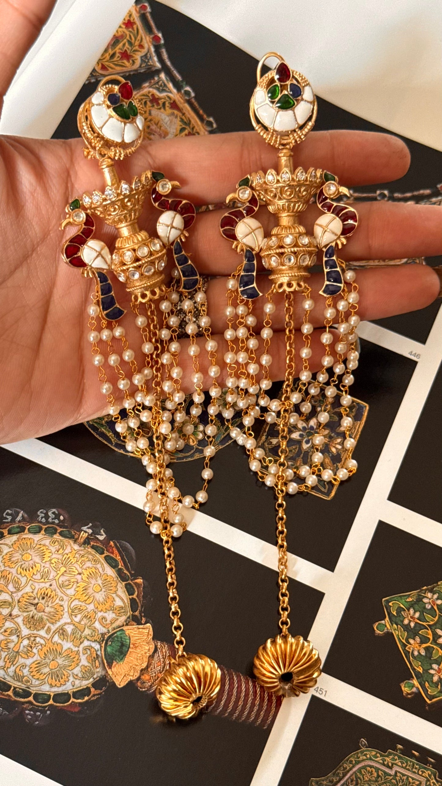Sapphire & ruby katdana peacock designer earrings
