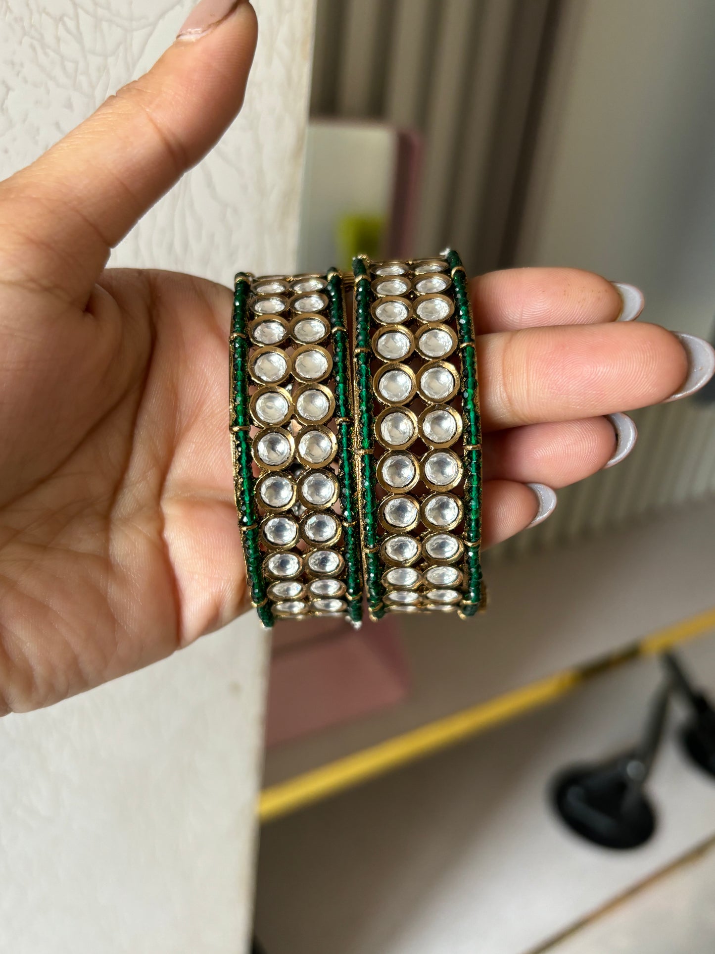 Moissanite Polki victorian bangles