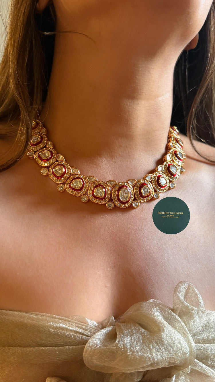 Ruby meenakari polki choker set