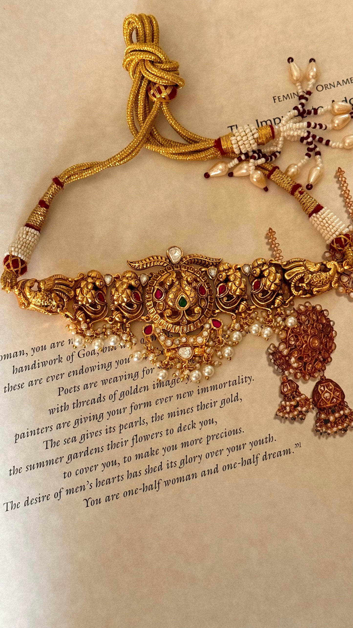 Rani pink & emerald rajwada choker set