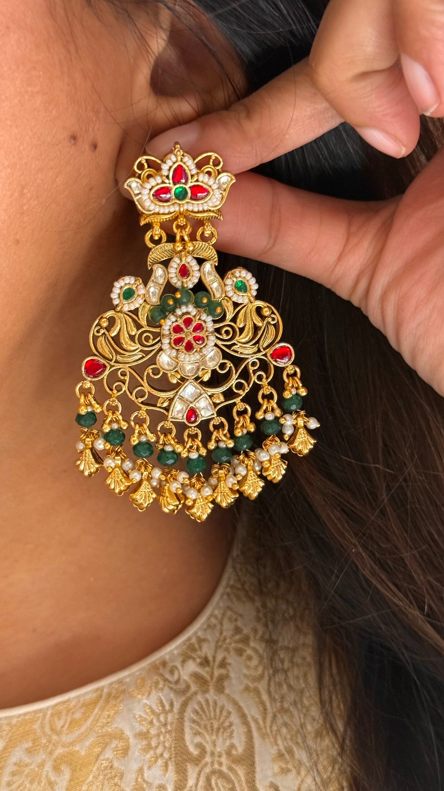 Heritage ruby & emerald paachi polki necklace