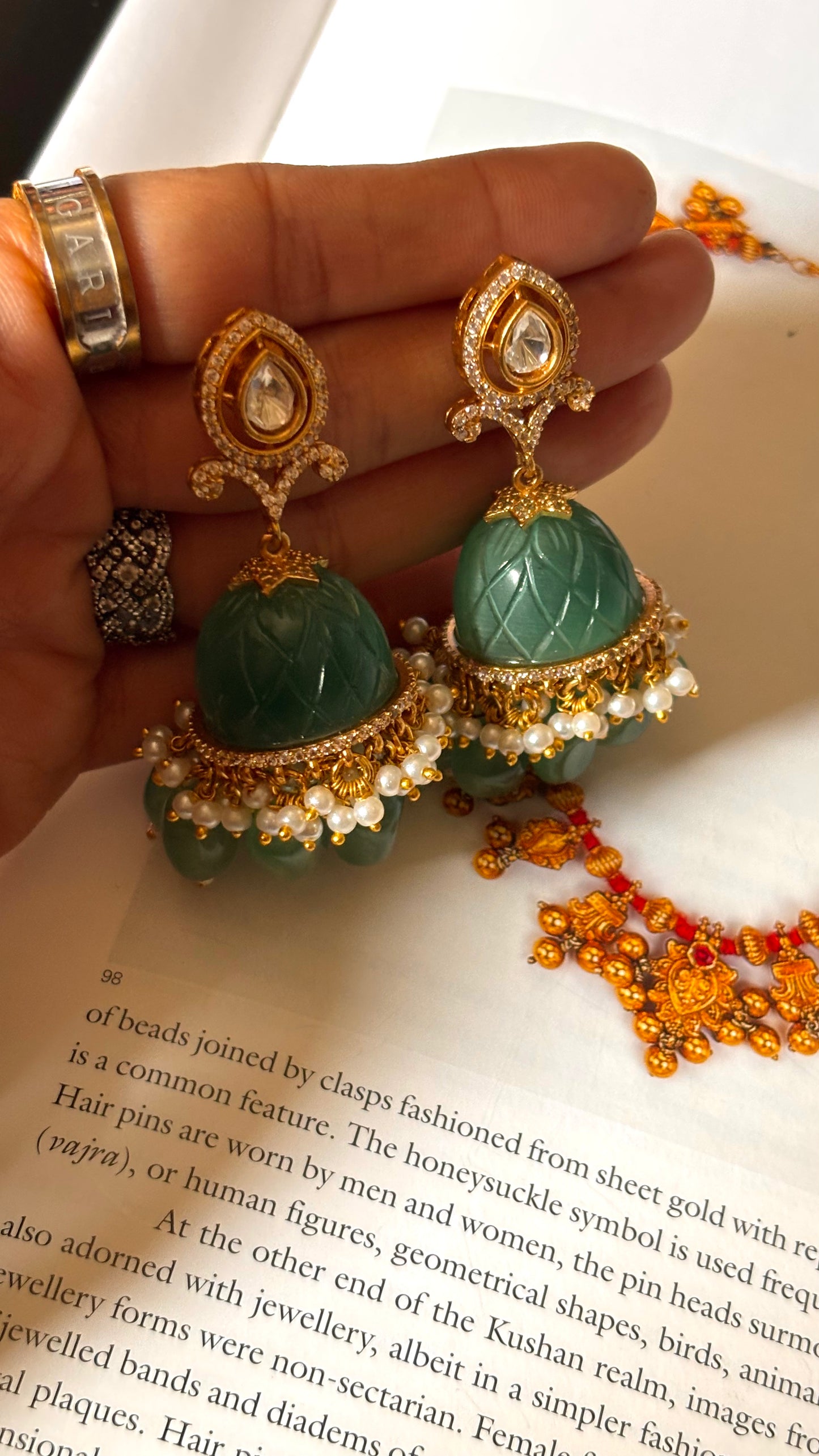 Mint moissanite Jhumki with drops