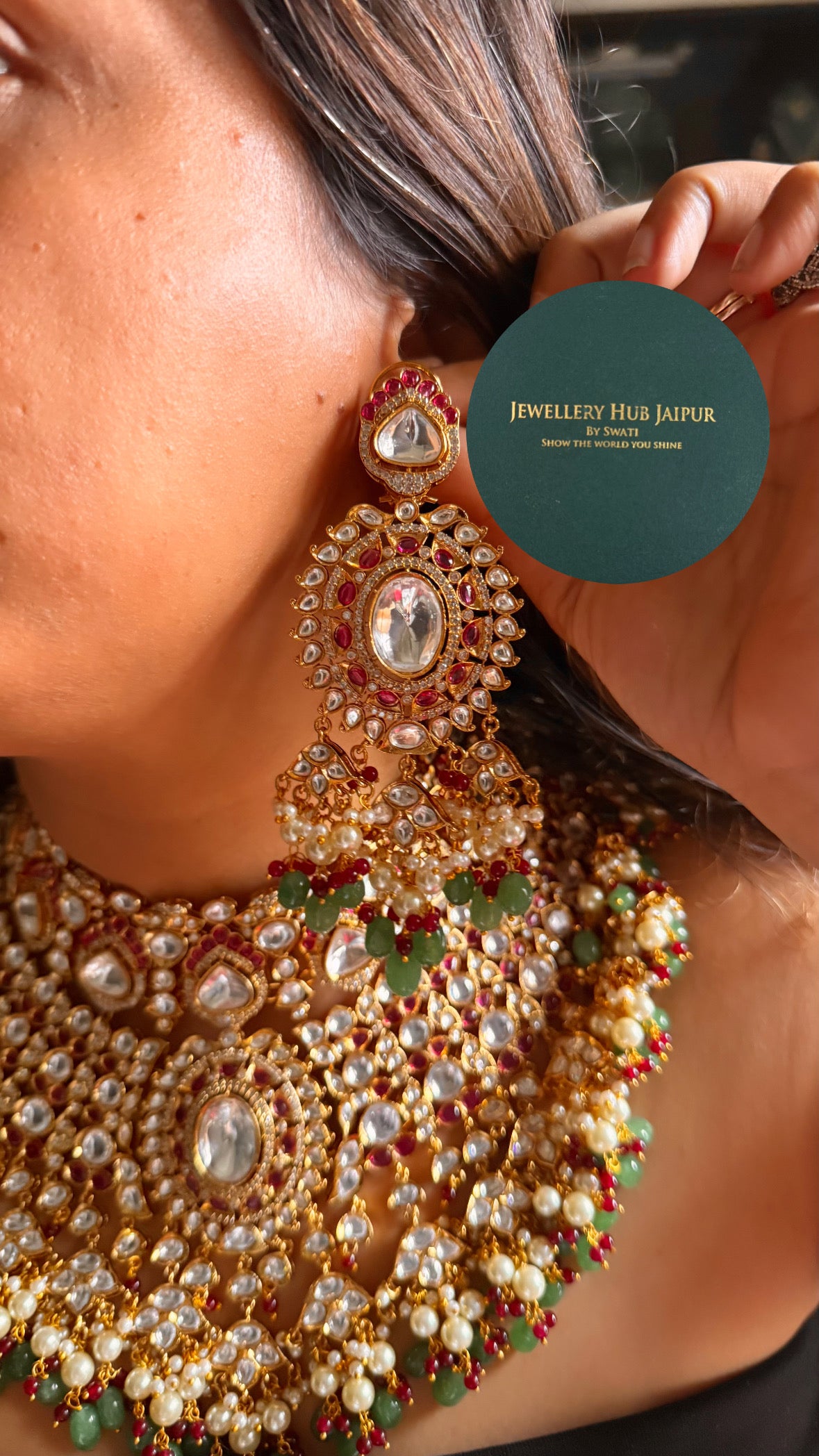 Bhanumati ruby moissanite bridal choker set
