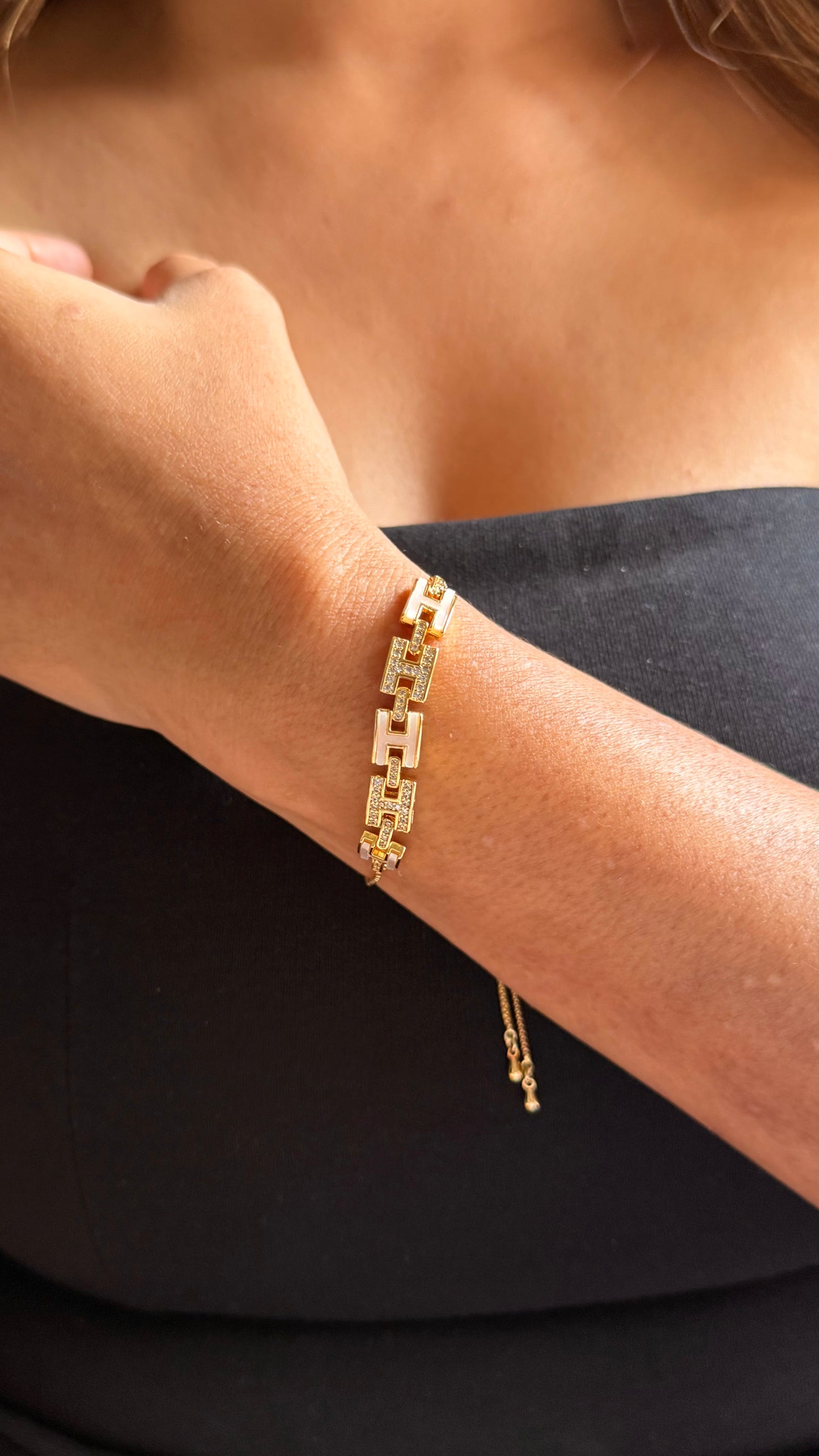 Hermes inspired Interlocking H-Link Slider Bracelet
