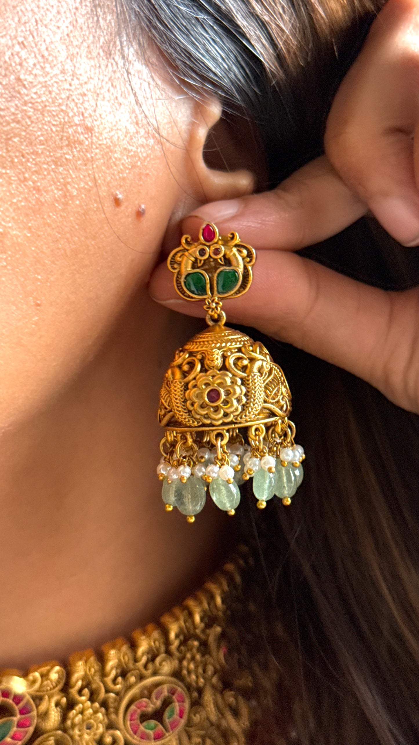 Goddess Laxmi temple choker with kemp detailing