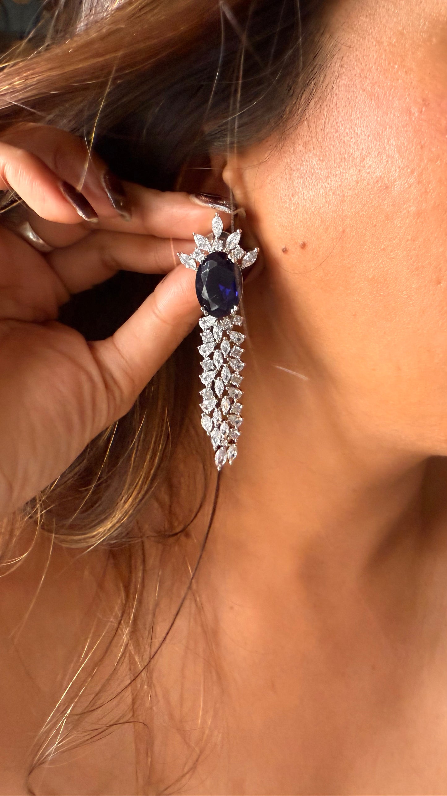 Sapphire double cz diamond necklace