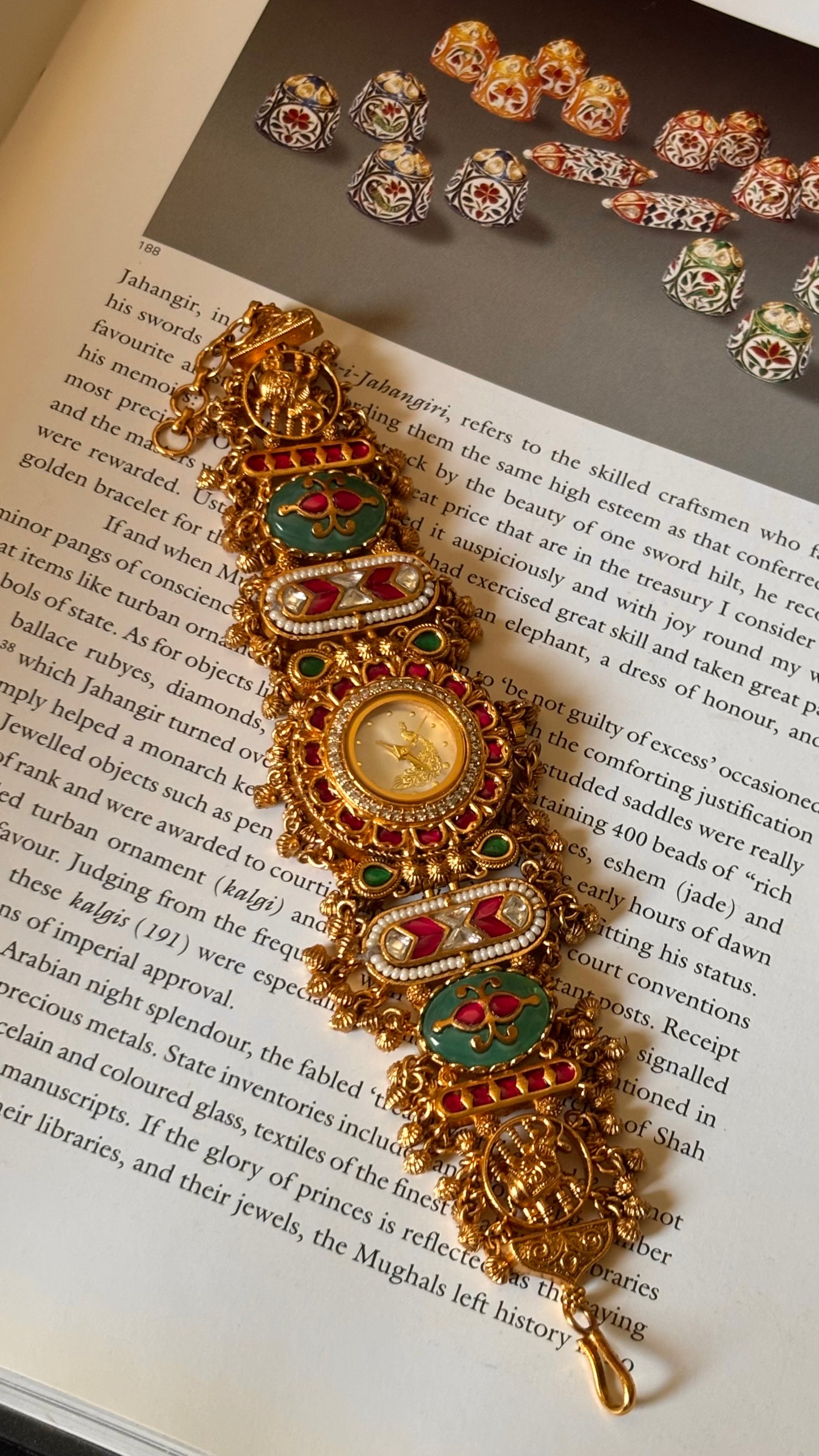 Paachi Kundan peacock nakashi white dial rajwada Watch
