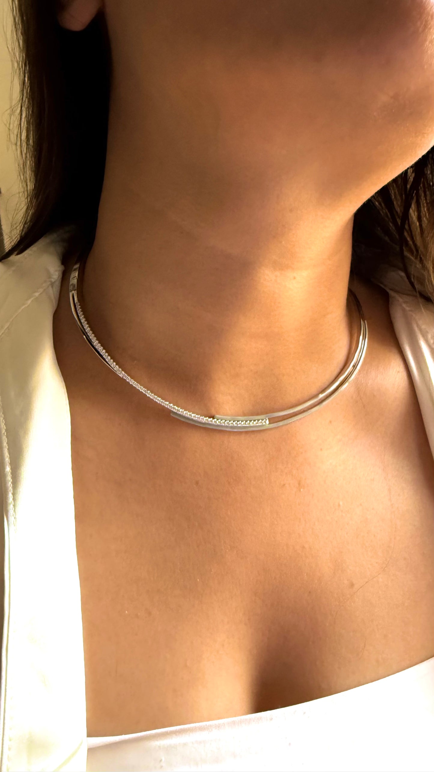 Silver moissanite designer necklace