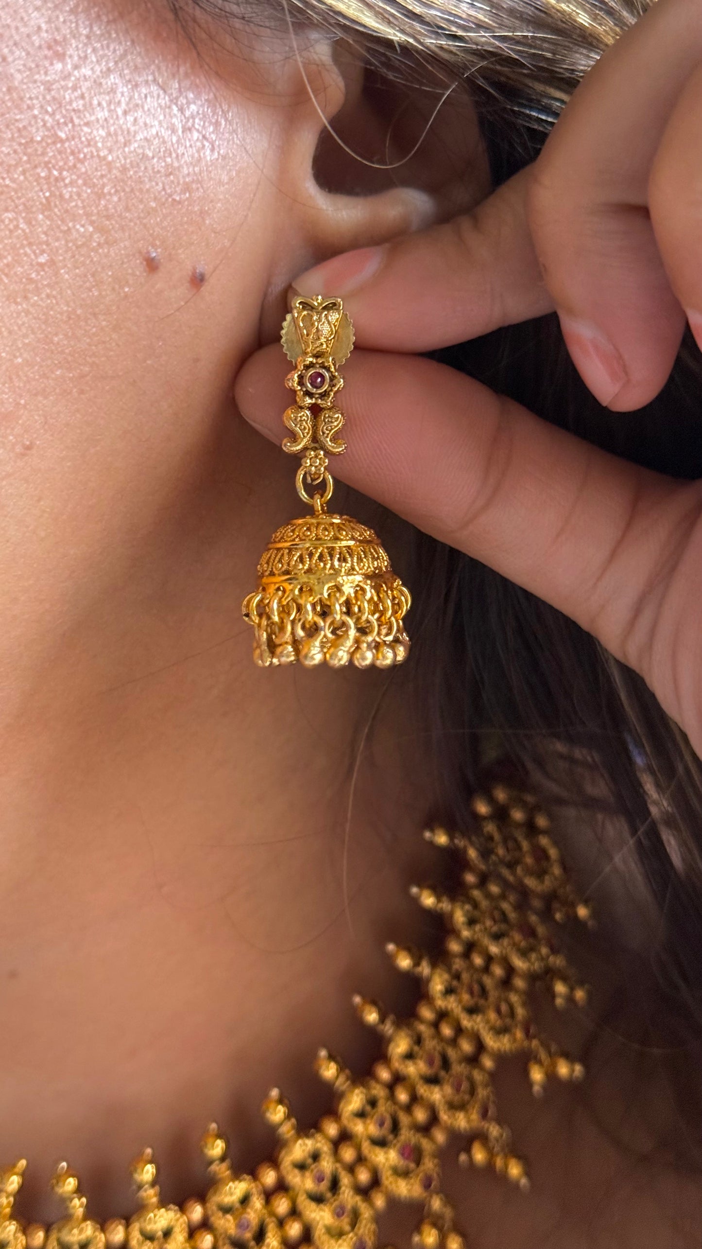 Maharashtra gold leaf Design necklace
