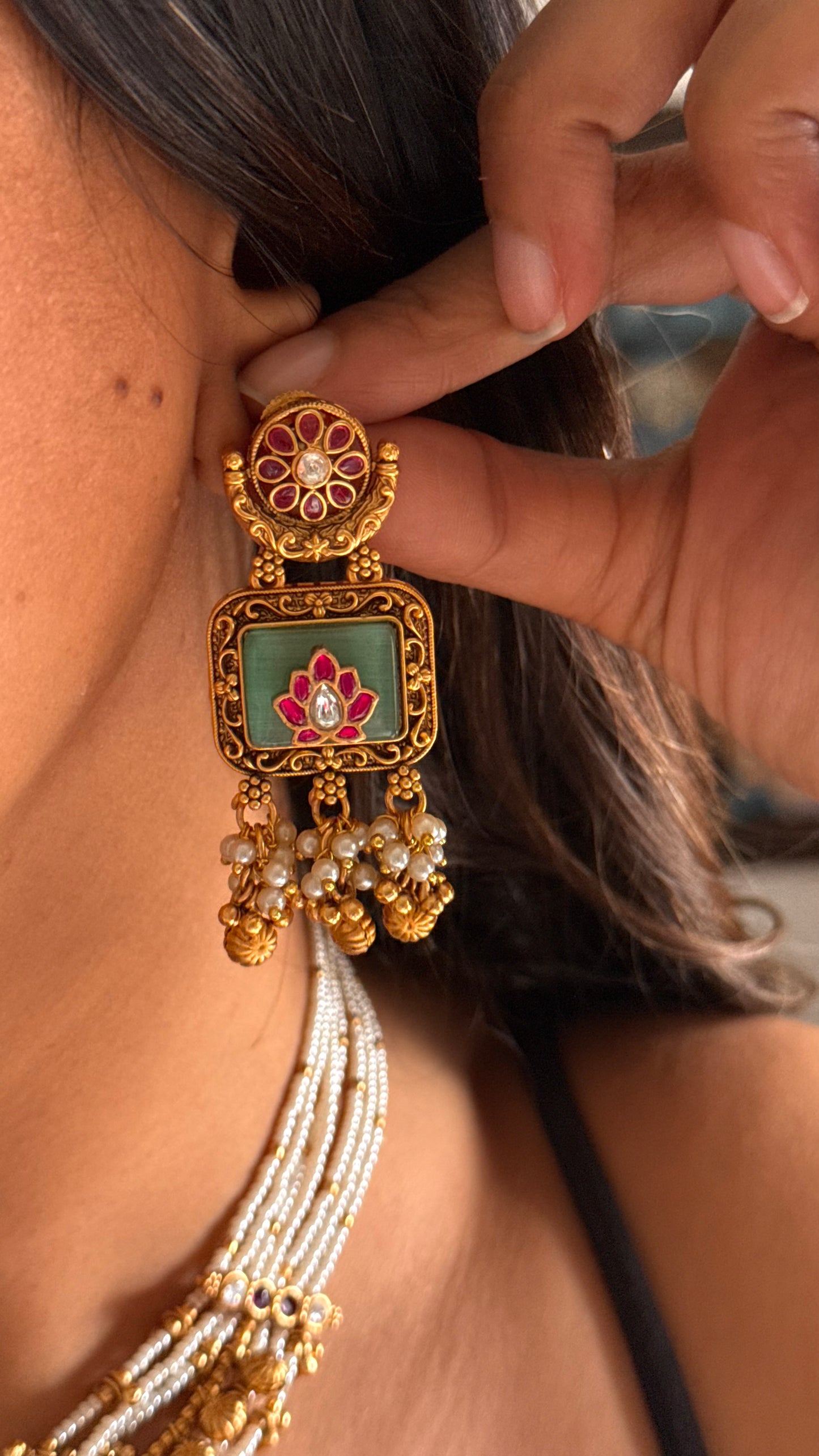 Mint ruby inlay heritage necklace