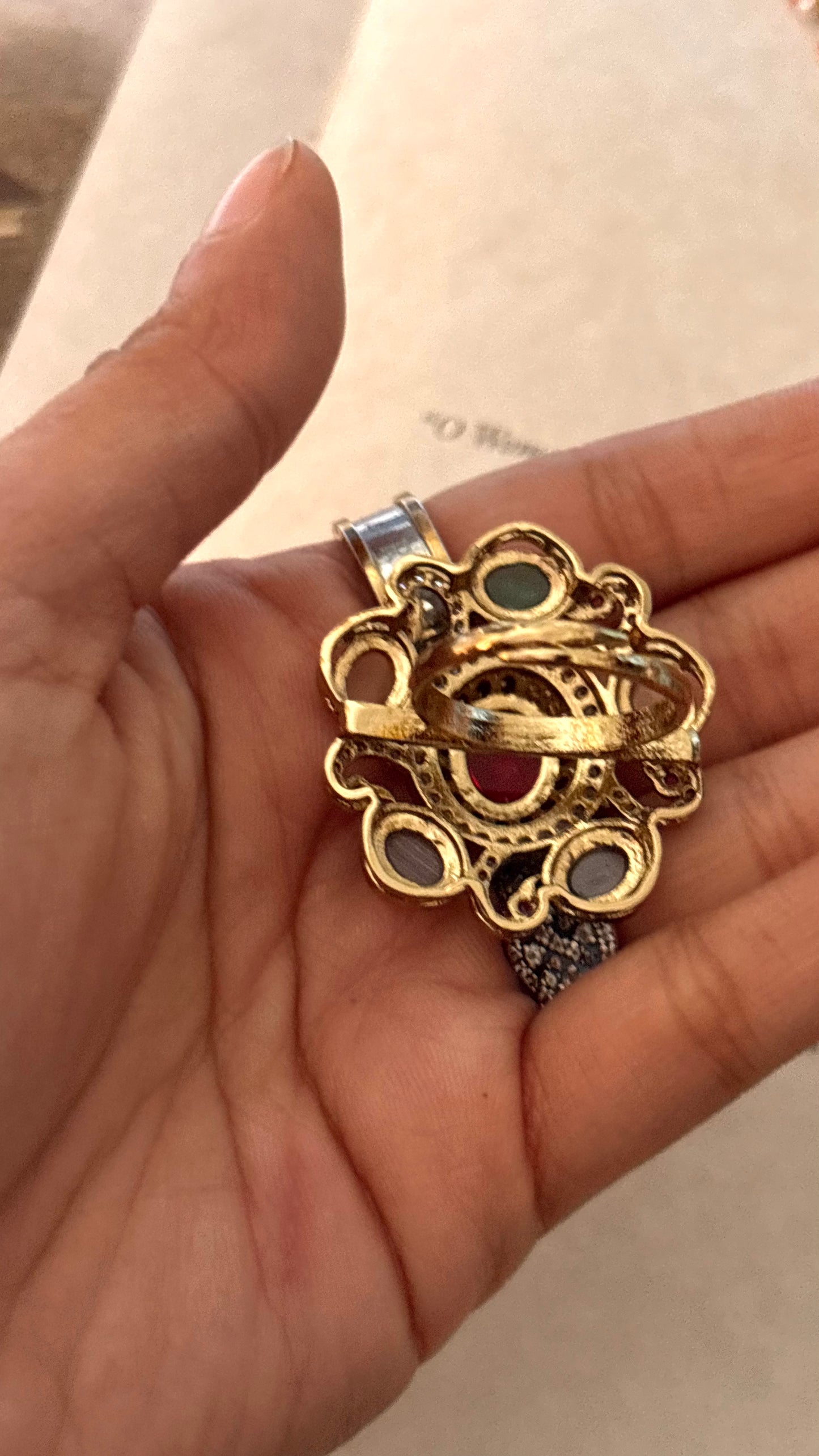 sabya inspired ruby mix polki ring