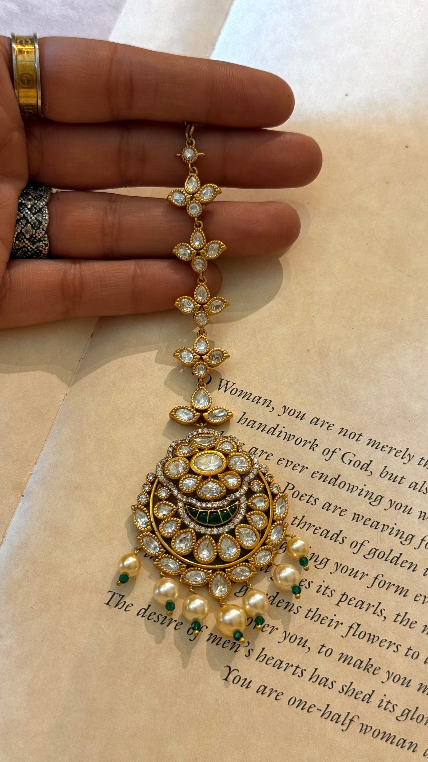 Emerald & Pearl Maangtika