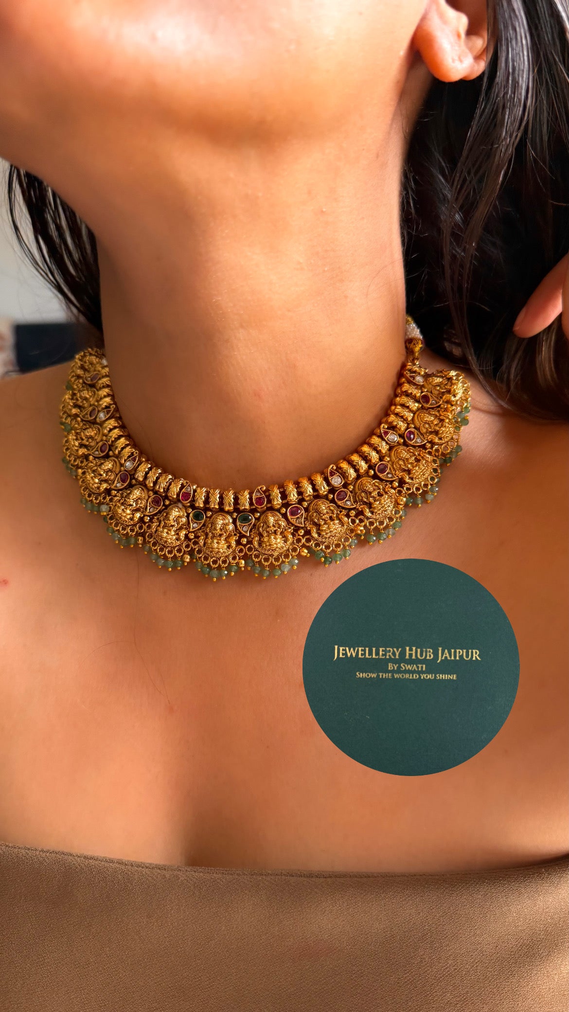 Goddess laxmi ruby design temple collar set