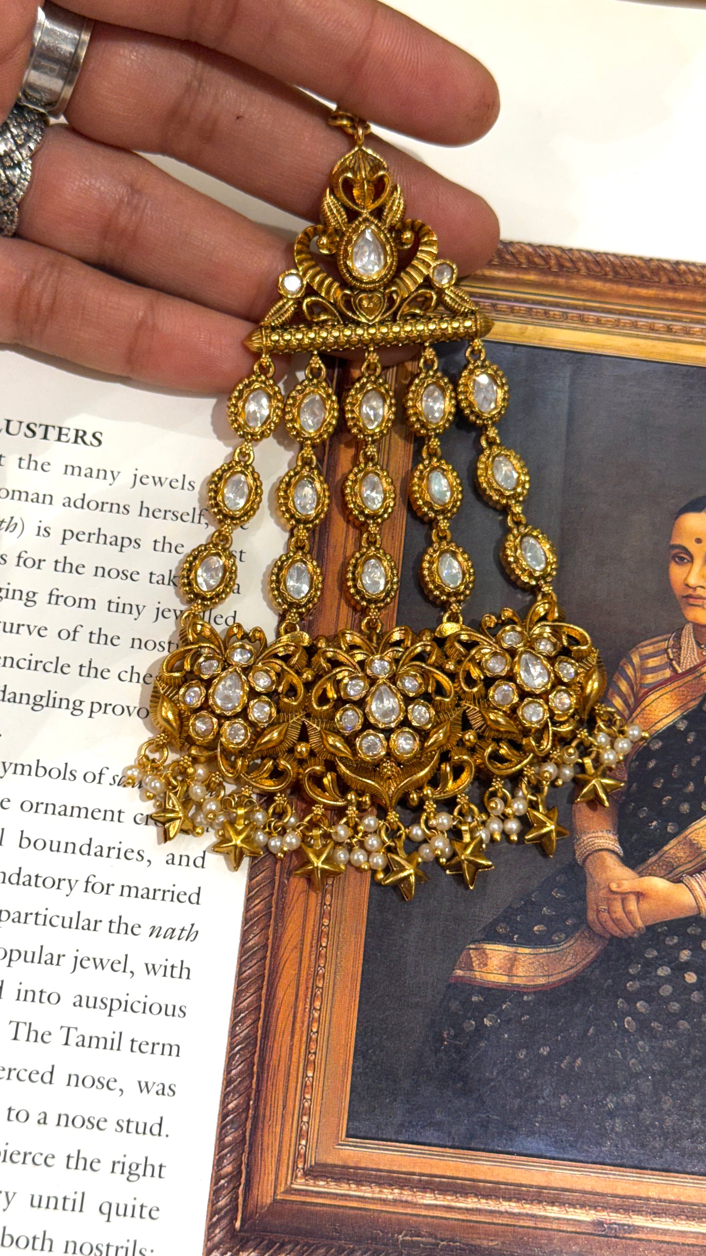 Oxidised heritage gold polki passa