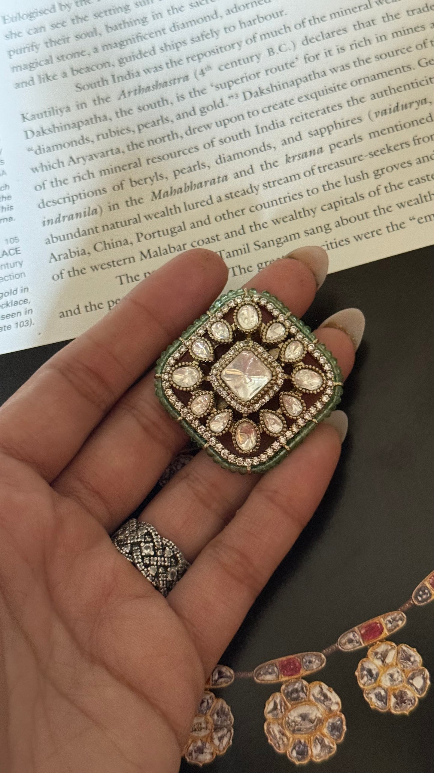 Moissanite polki mint rajwada ring