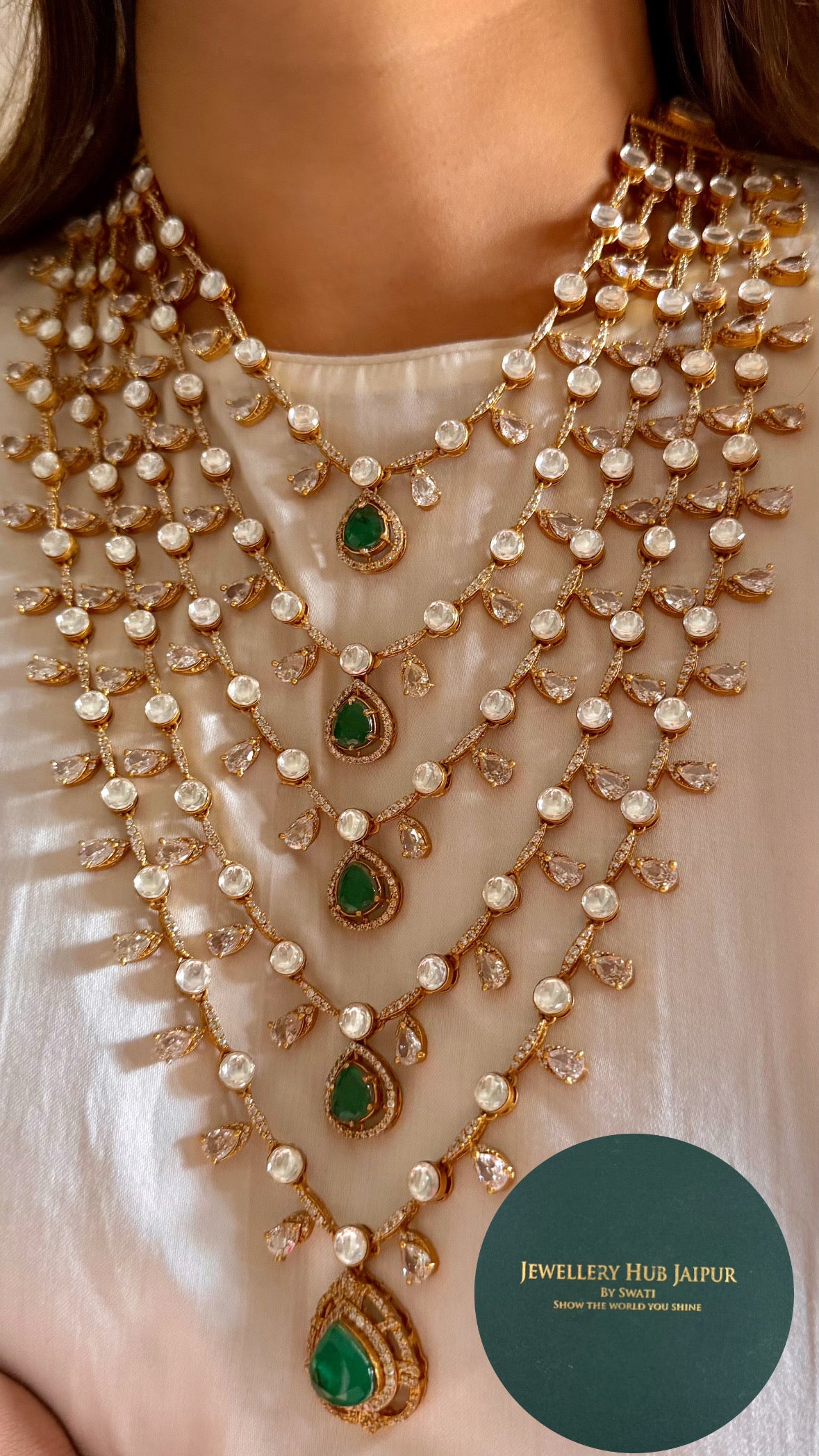 Kanira Emerald doublet panchlada necklace