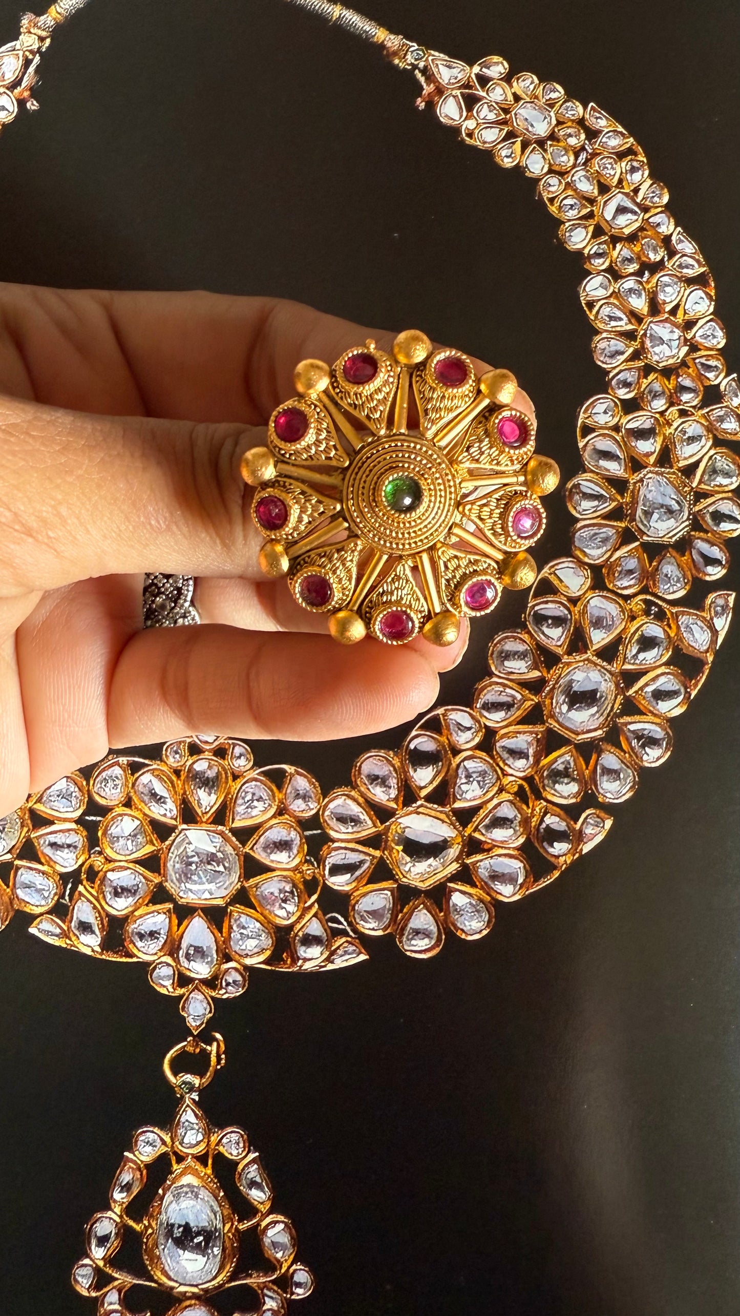 Ruby & emerald Rajwada adjustable ring