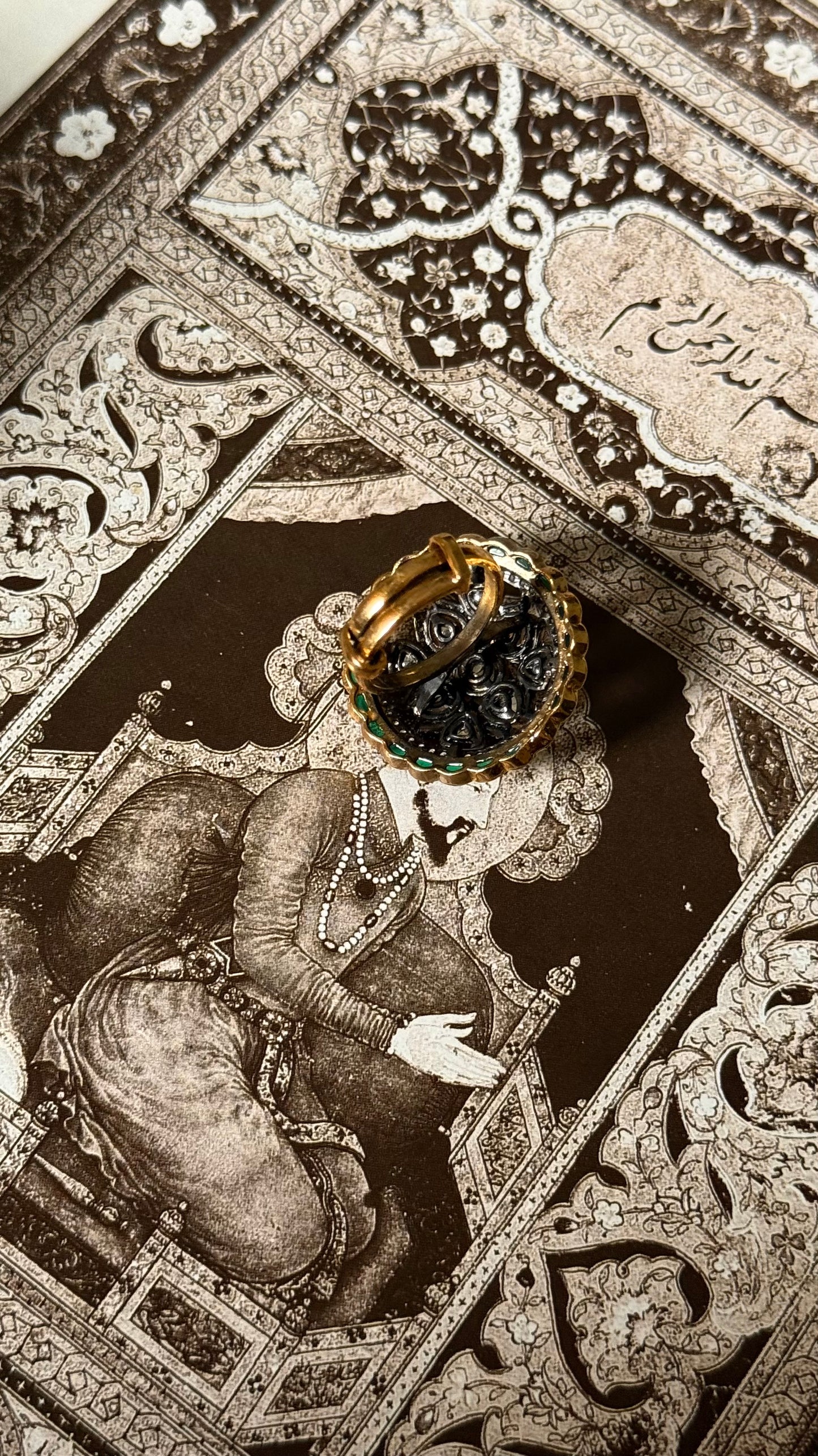 Emerald katdana moissanite adjustable ring