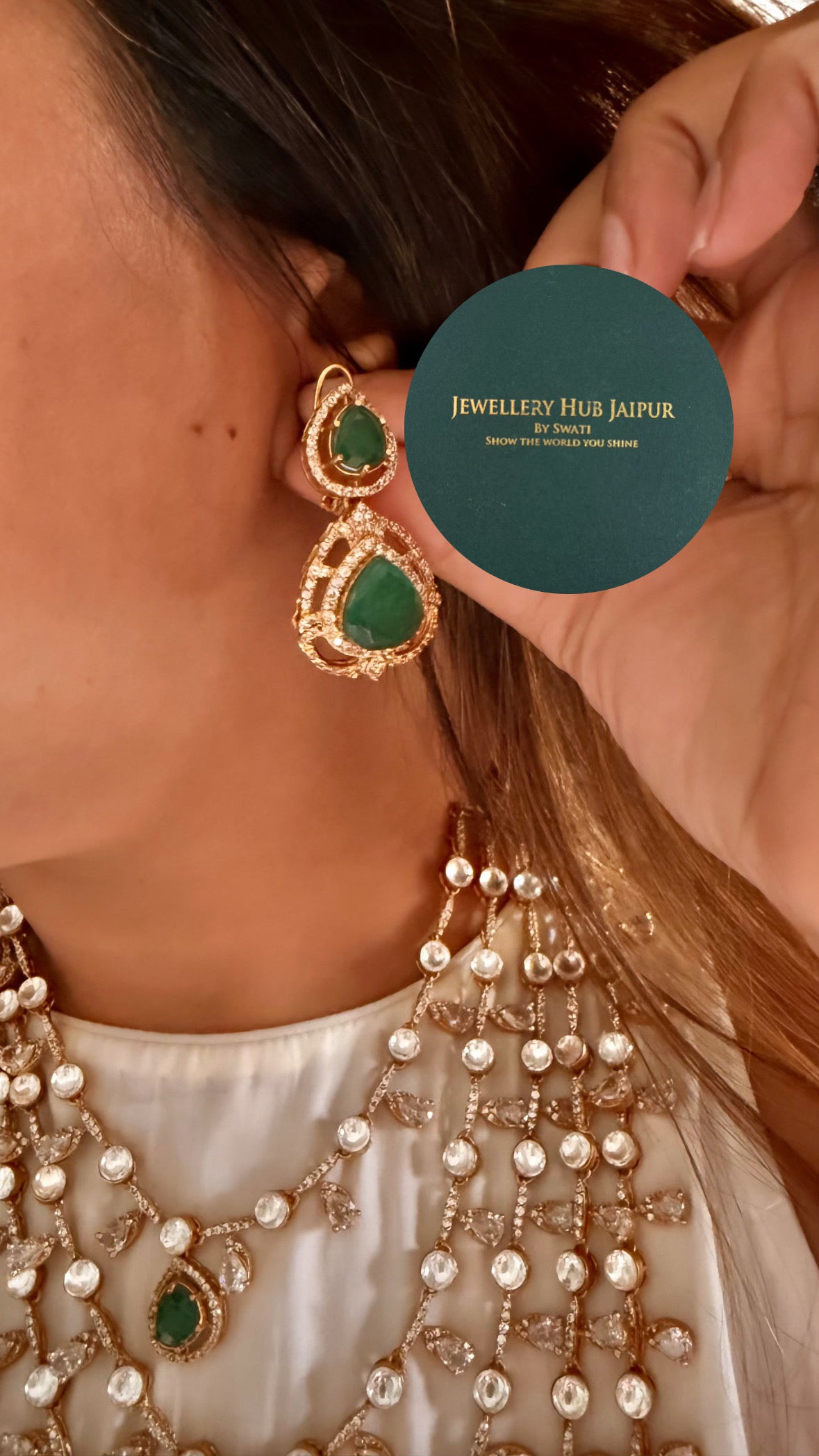 Kanira Emerald doublet panchlada necklace