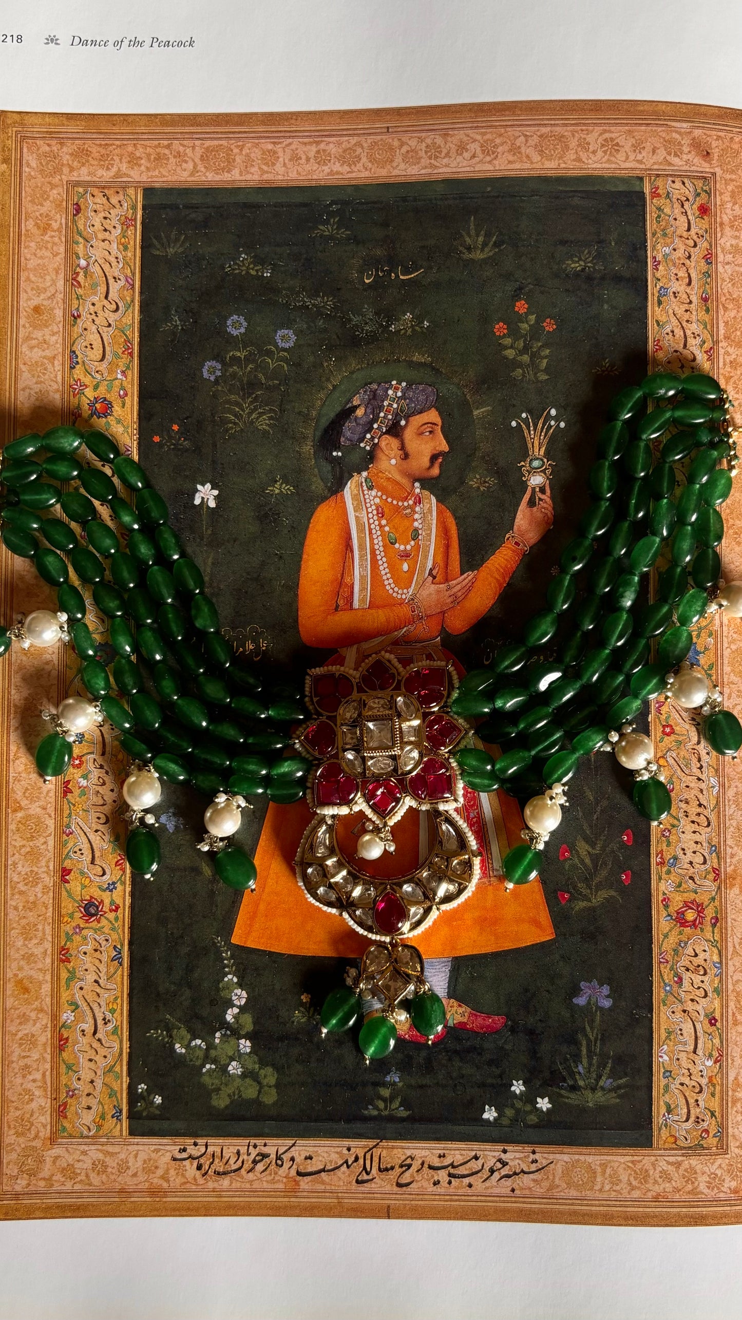 Svara Ruby kat dana with emerald white string choker with earrings