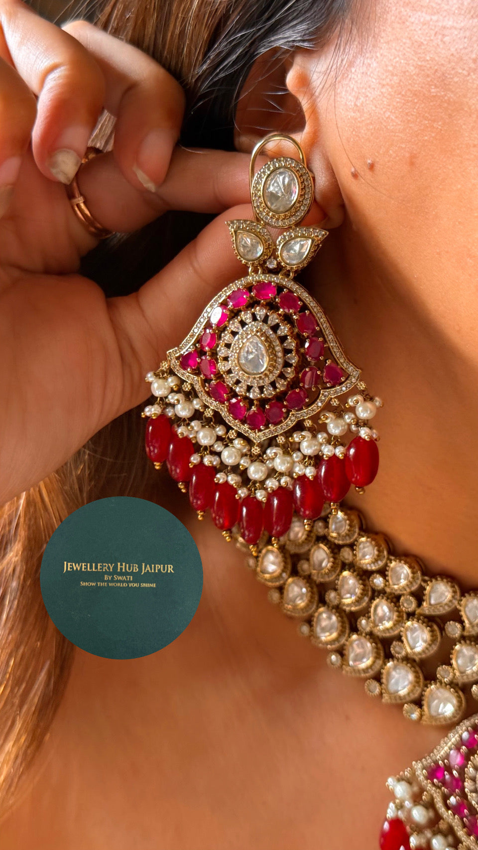 Heritage Ruby victorian triple line choker set