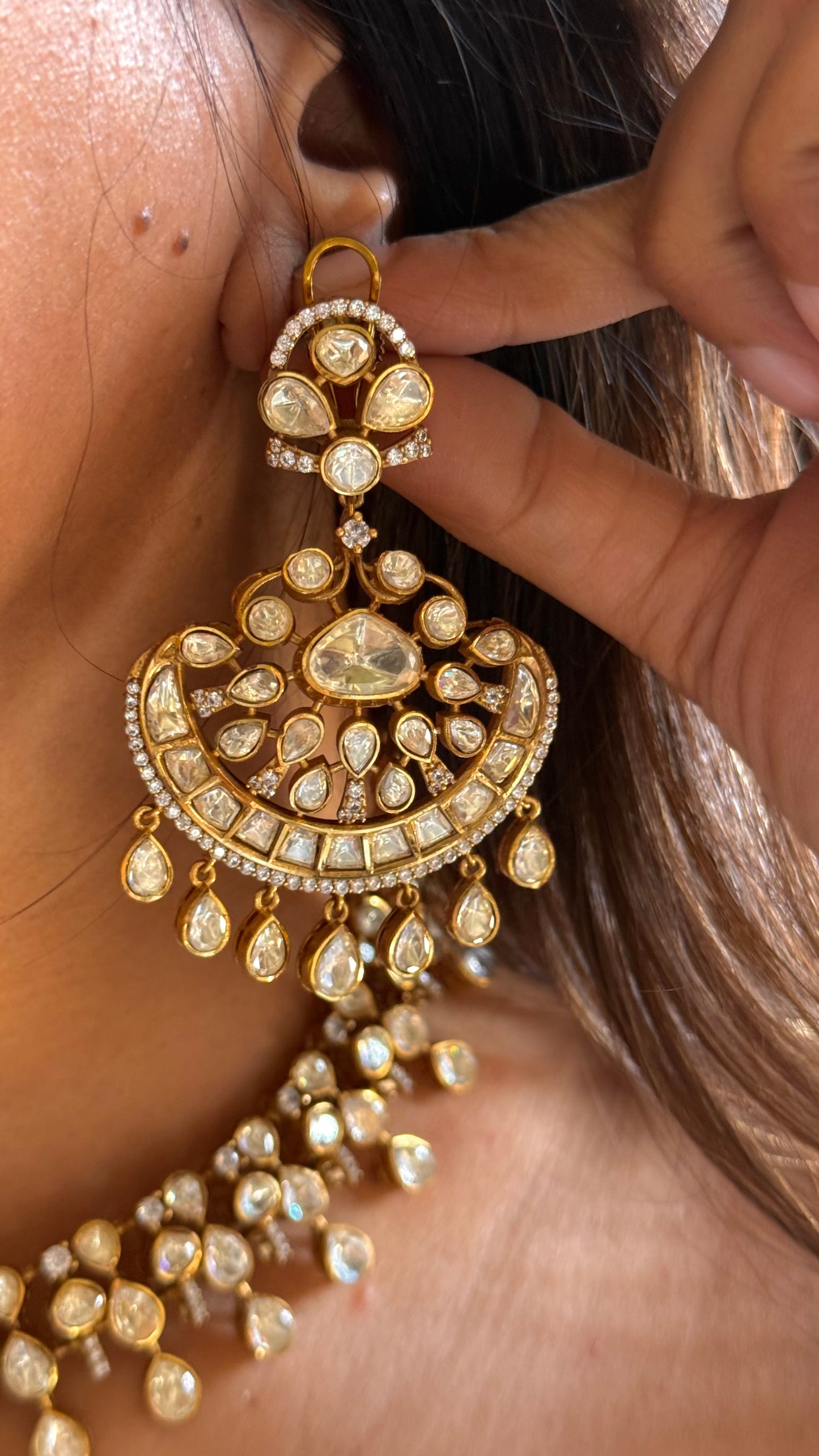 Moissanite (peeli polki) victorian necklace set