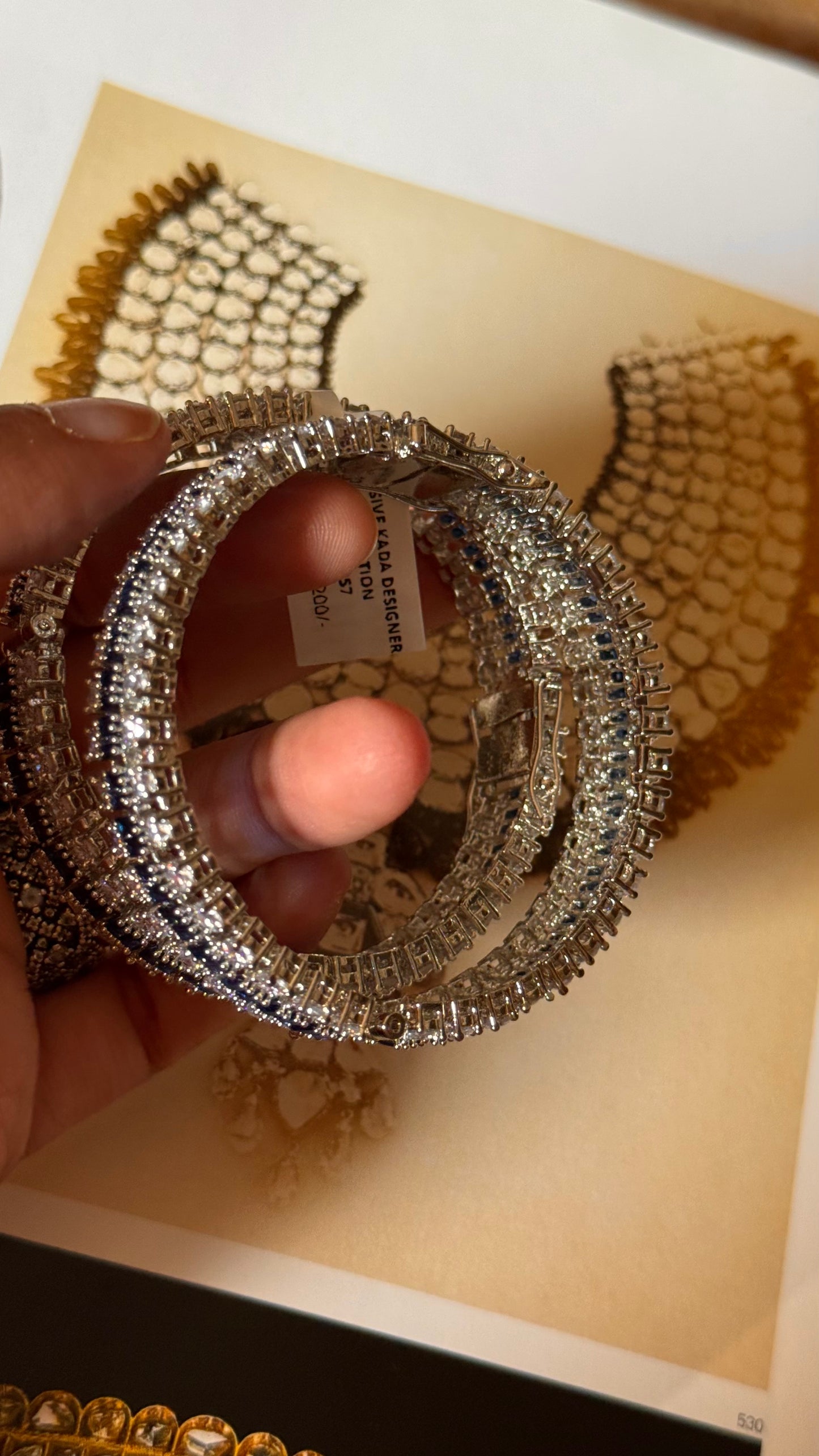 Sapphire triple line diamond bangles