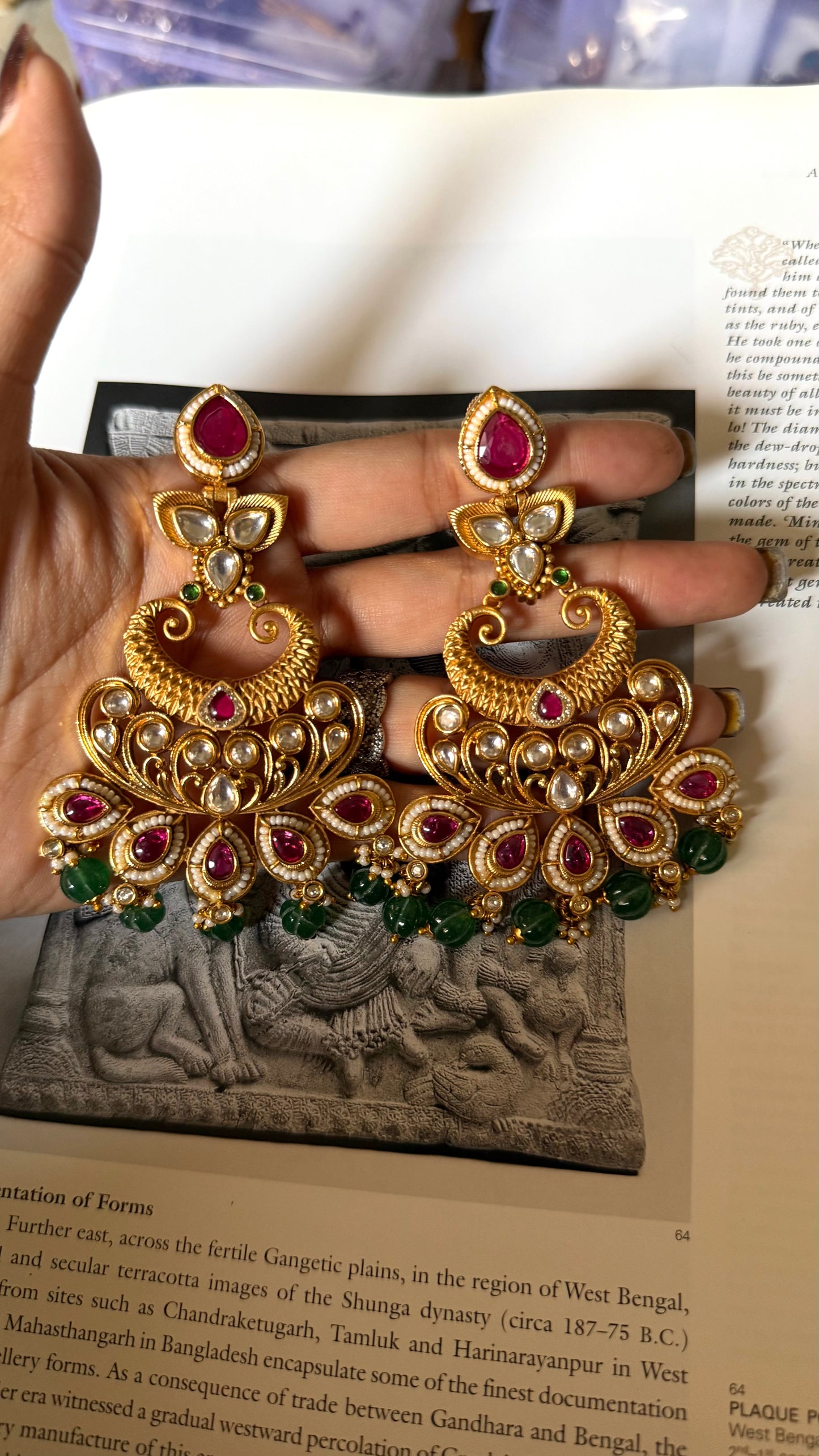 Rani pink golden rajwada designed earrings
